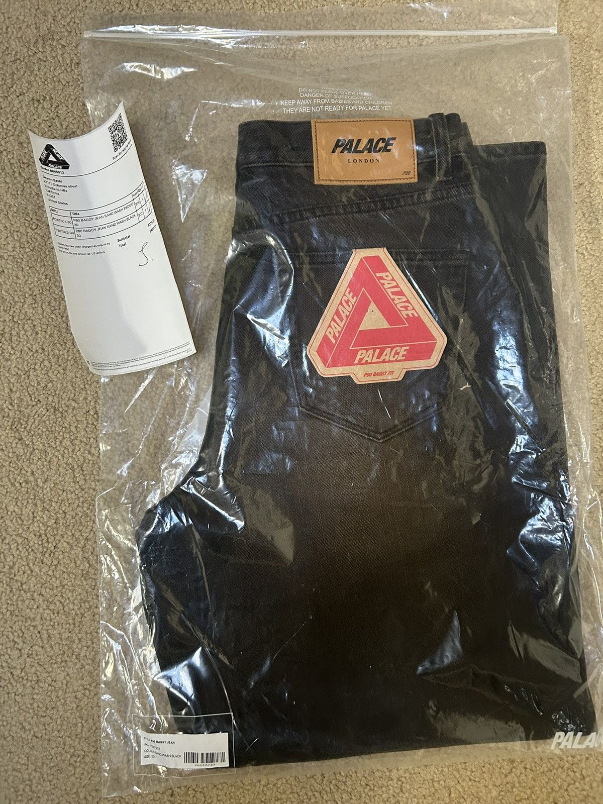 Palace PALACE P90 Baggy Jean Sand Wash Black Size 30 Sandwash Size US 30 / EU 46 - 3 Thumbnail