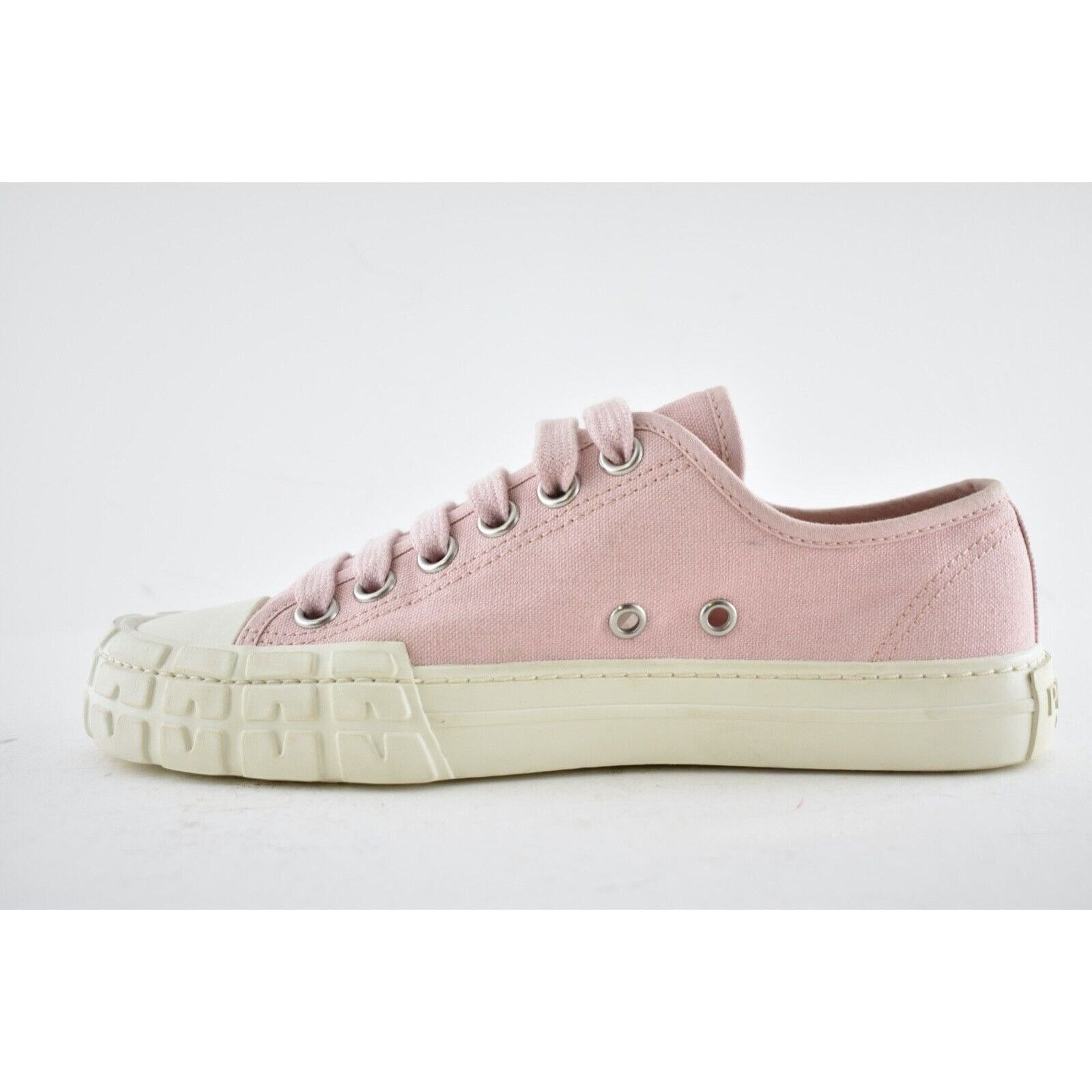 Prada Prada Wheel Pesco Pink Logo Lace Up Tie Flat Low Top Sneaker Size US 7 / IT 37 - 8 Thumbnail