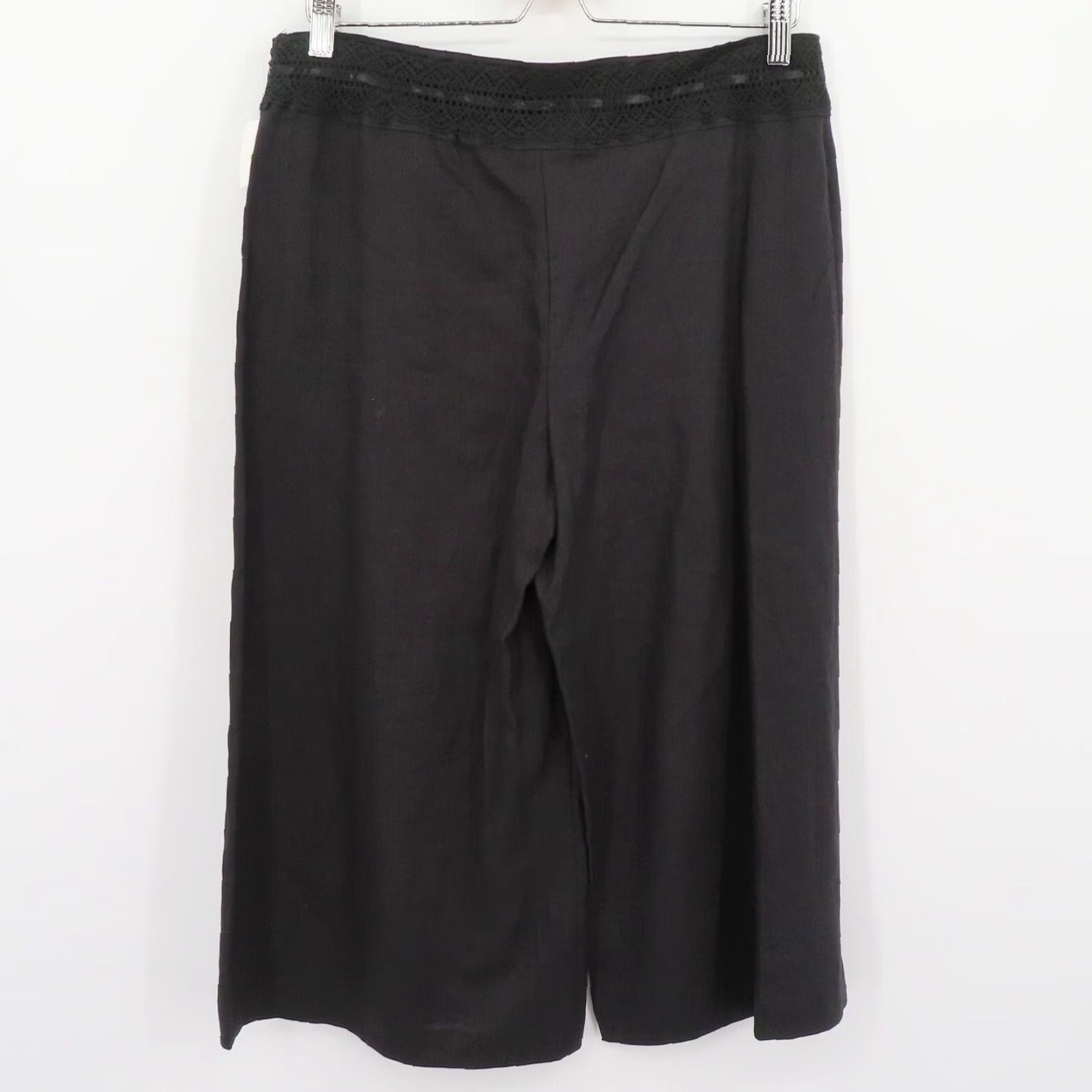 Vintage Edward Womens 8 Black Crocheted Linen Wide Leg Cropped Capri Pants NEW Size 30" / US 8 / IT 44 - 6 Thumbnail