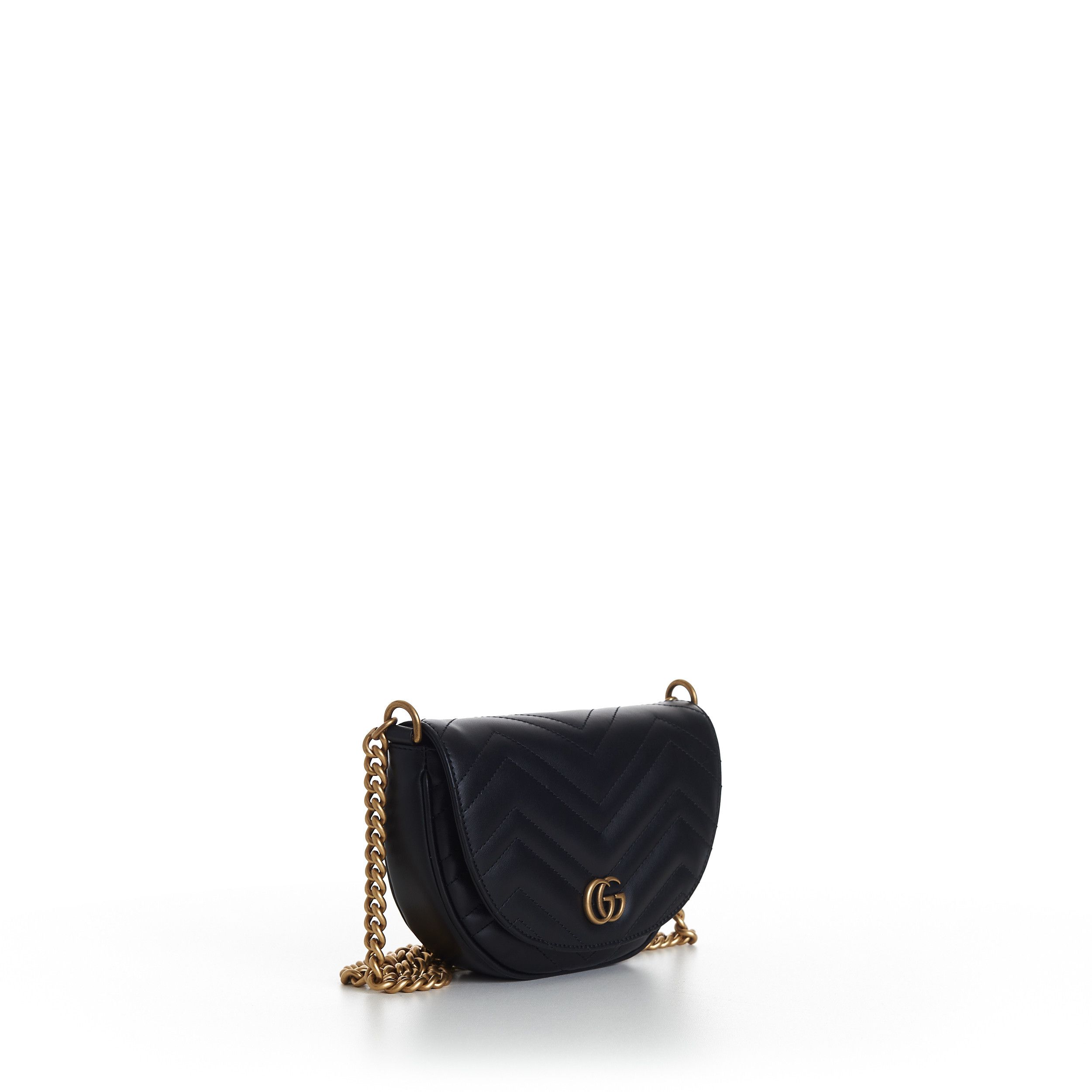 Gucci GG Marmont Matelassé Chain Mini Bag In Black Leather Size ONE SIZE - 8 Thumbnail