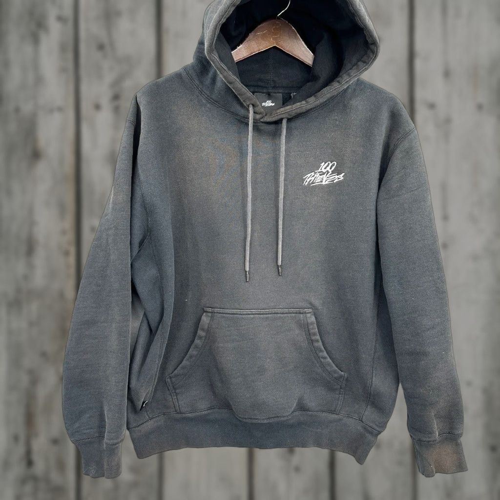 100 Thieves VINTAGE 100 Thieves Hoodie Mens M Grunge 2020 Season Pullover Sweatshirt Distressed Black Graphic Hooded Pockets Mens Size US M / EU 48-50 / 2 - 1 Thumbnail
