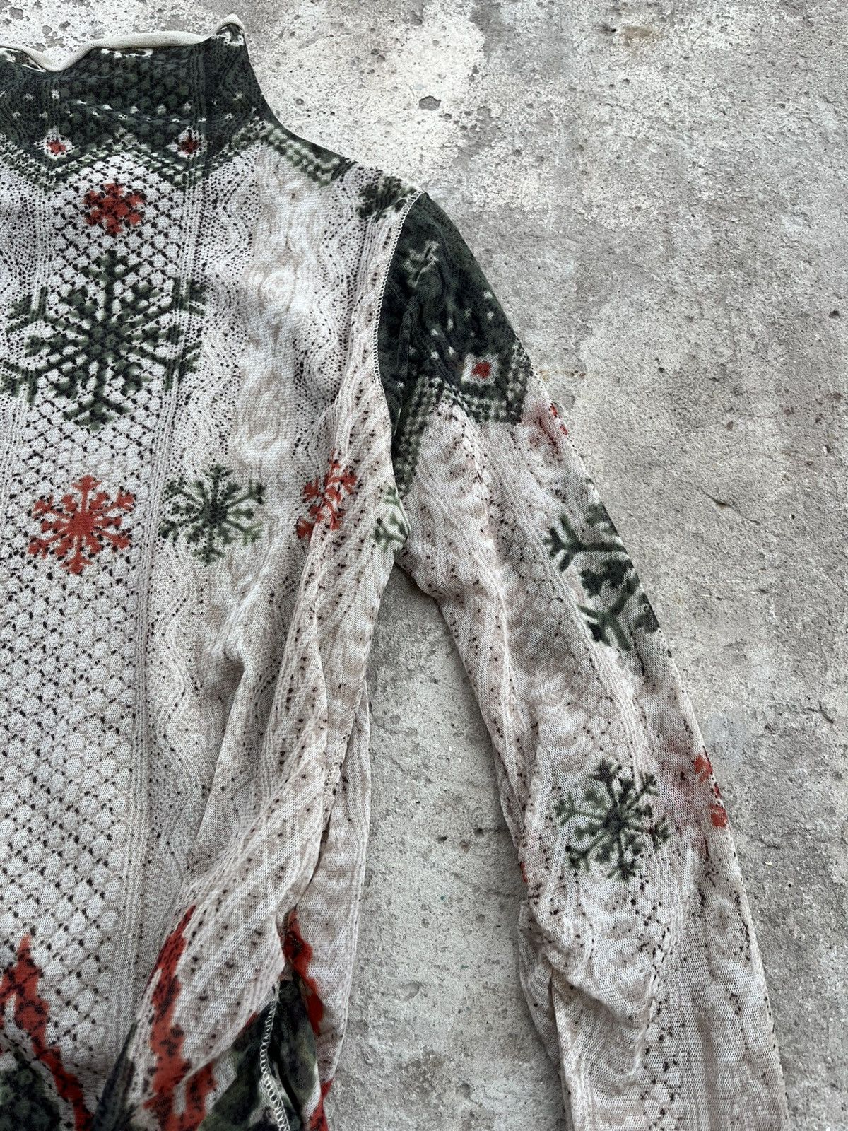 Jean Paul Gaultier Jean Paul Gaultier Vintage Mesh Top Snowflake Printed Blouse Size M / US 6-8 / IT 42-44 - 9 Thumbnail
