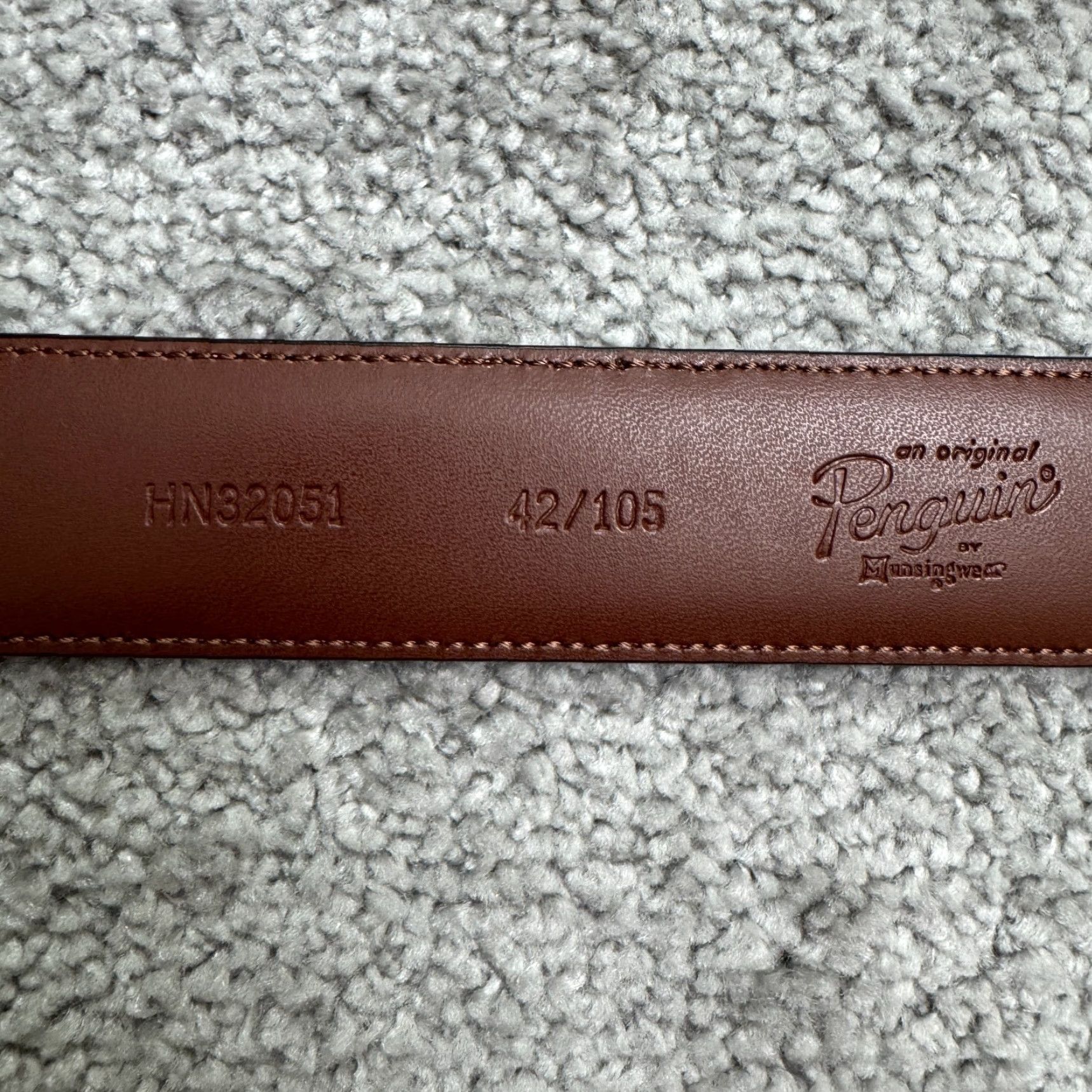 Vintage Penguin Belt Men's 42 Brown Leather Dress Work 1in Buckle Classic Vintage No Size 42 - 7 Thumbnail