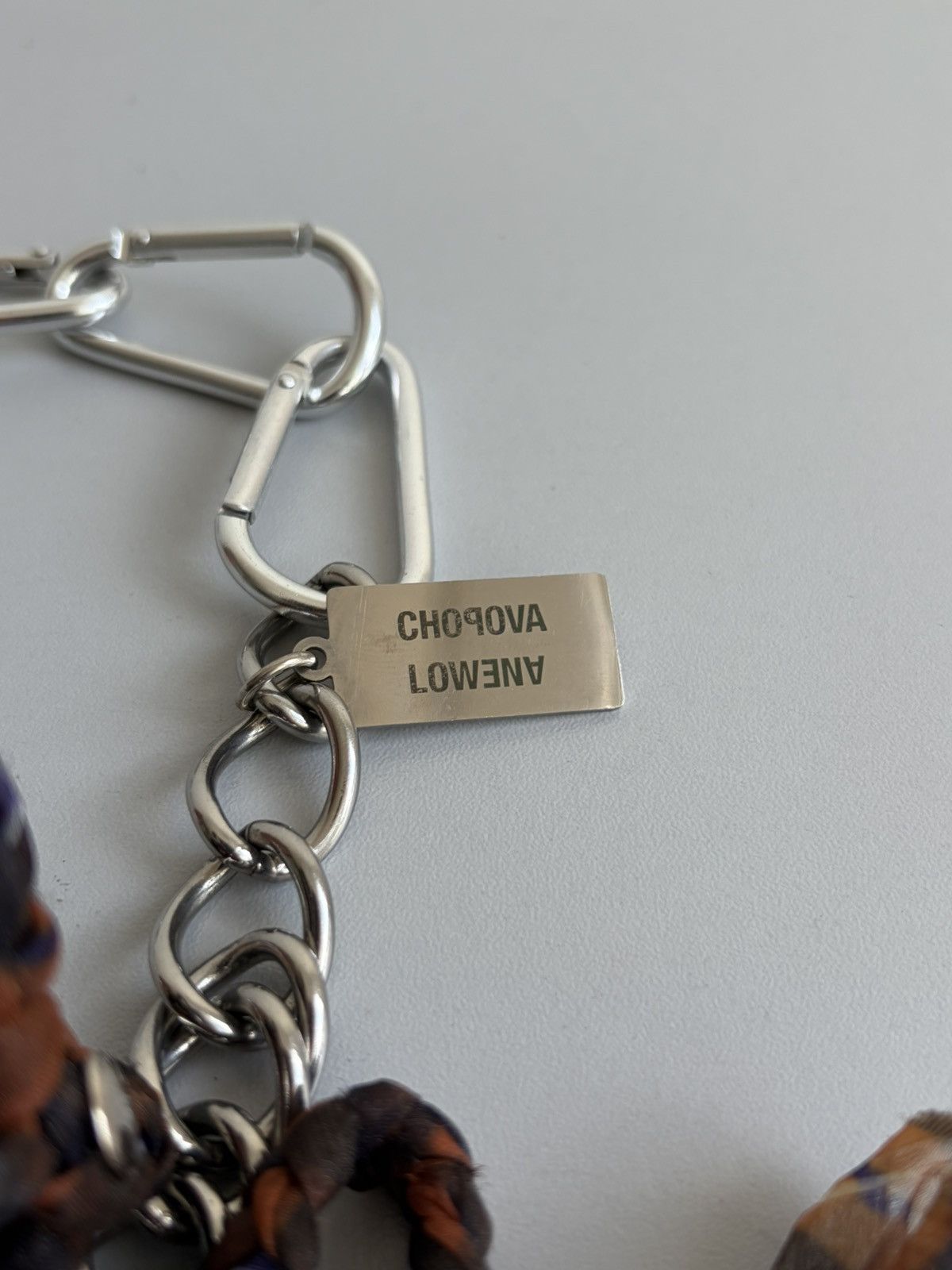 Chopova Lowena Glass Butterfly Carabiner Curb Necklace in Silver, Men's — image 2 of 5