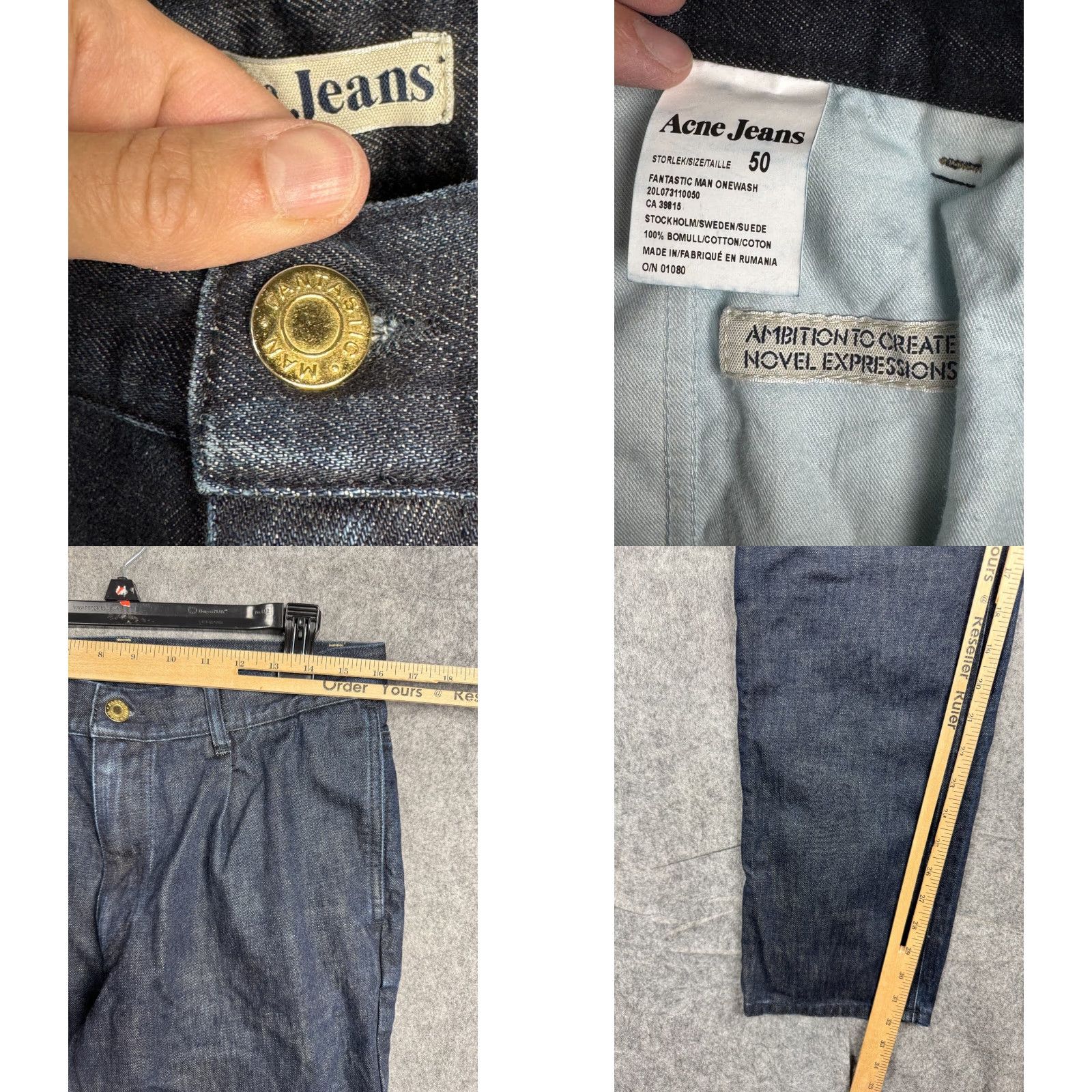 Vintage Acne Jeans Jeans Men 50 Regular 32x32 Blue SELVEDGE Straight Denim Inseam 32 Rise Mid Pockets Button Cotton Blend Cotton Solid 50 Size US 32 / EU 48 - 8 Thumbnail