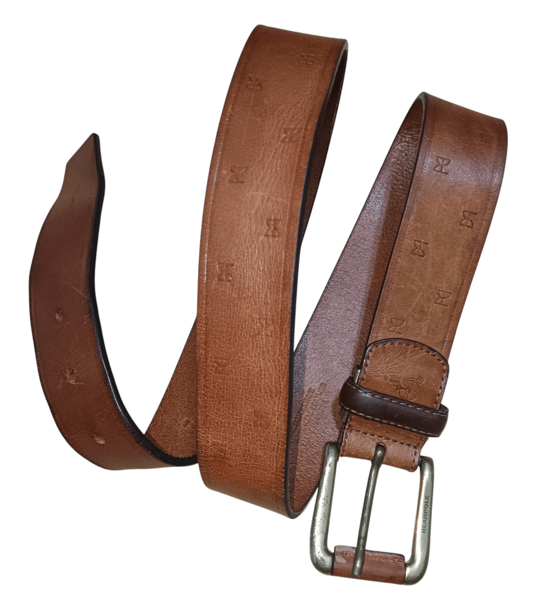 BEANPOLE × Leather × Vintage BEANPOLE ENGRAVED LOGO LEATHER BELT Size 34 - 1 Thumbnail