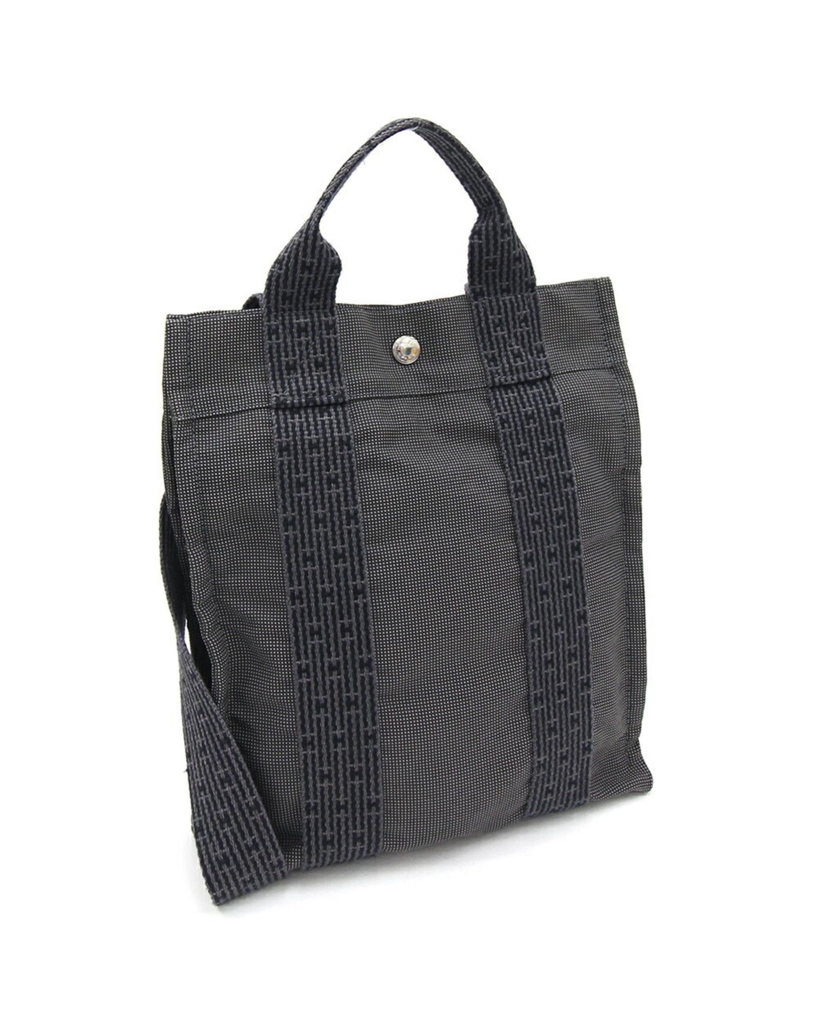 image of Hermes Gray Canvas Backpack in Grey, Women's