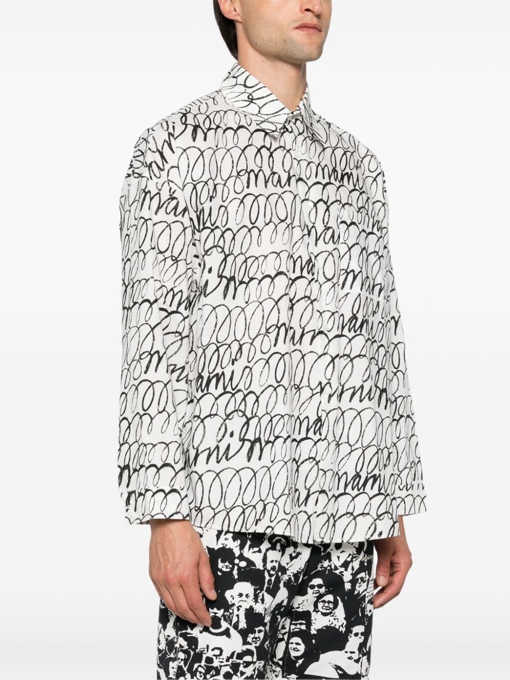 Marni o1w1db10625 Logo-Print Shirt in White Size US M / EU 48-50 / 2 - 4 Thumbnail