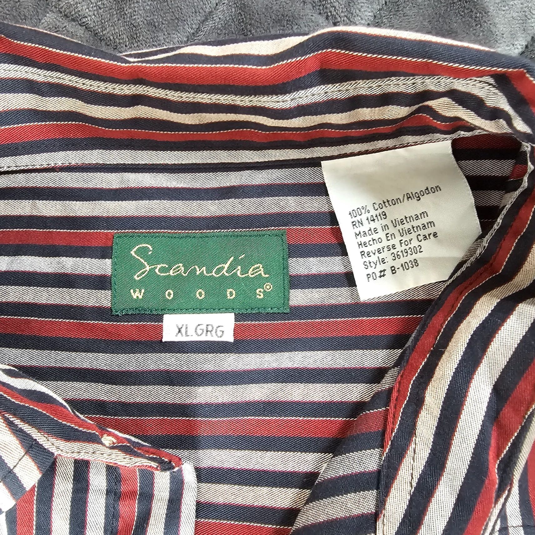 Vintage Scandia Woods Shirt Button-Up Mens XL Long Sleeve 100% Cotton Red Stripe Pockets Vintage? No — but include Striped pattern. Size US XL / EU 56 / 4 - 2 Thumbnail