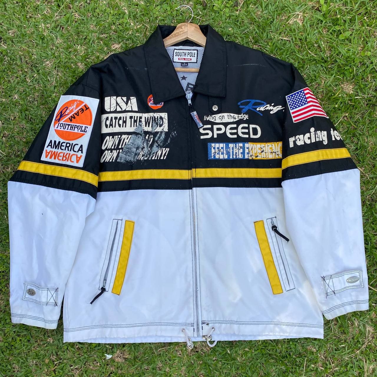 image of Vintage South Pole Patches Racing Jacket in Mix, Men's (Size XL)