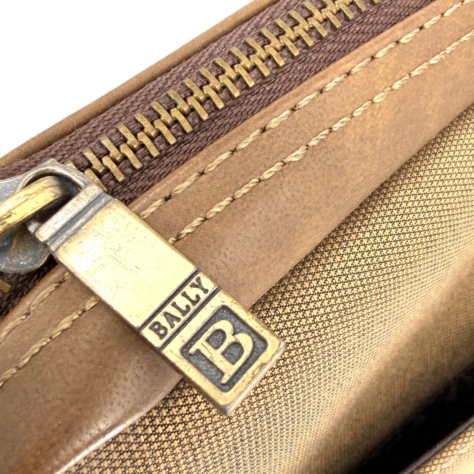 Bally Tan Grade High Leather Canvas Satchel Briefcase Laptop Bag Size ONE SIZE - 6 Thumbnail