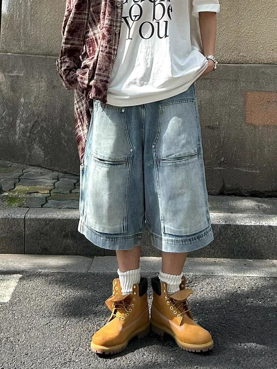 Japanese Brand × Jean Loose straight leg multi pocket denim shorts Size US 32 / EU 48 - 1 Thumbnail