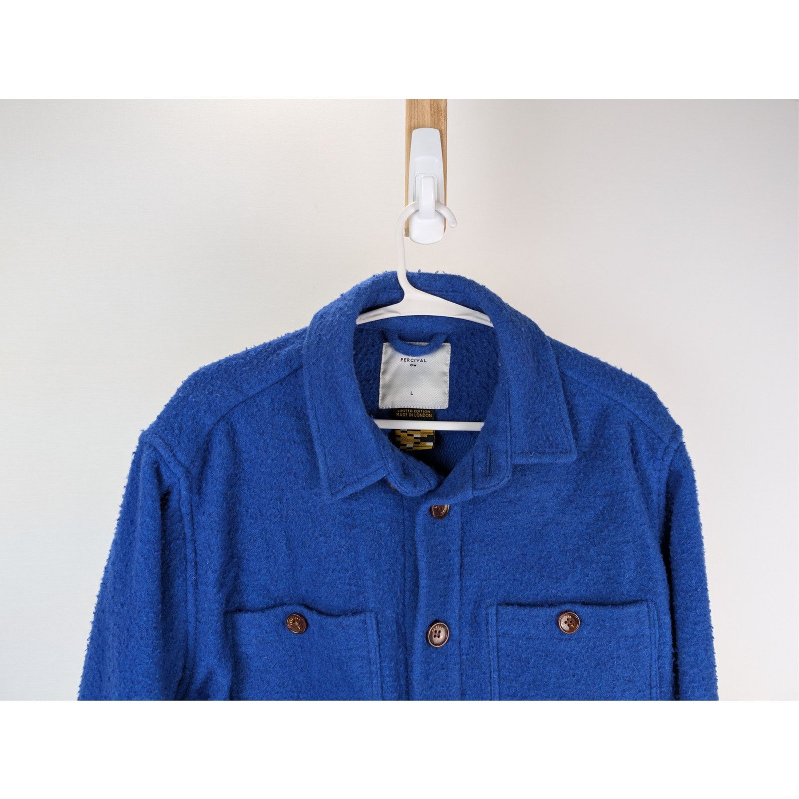 Percival o1rshd1 CC20 Casentino Wool Blanket Overshirt in Blue Size US L / EU 52-54 / 3 - 3 Thumbnail