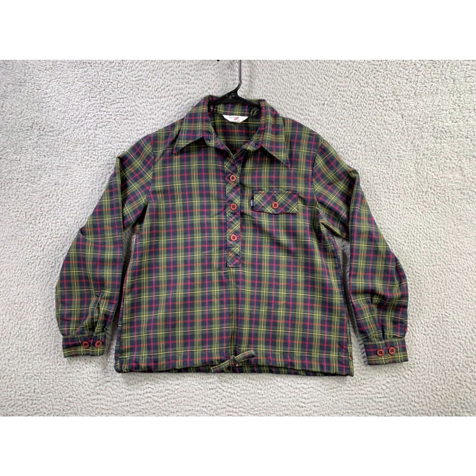 Vintage 1960/70s Levi's BIG retailer E Plaid Cotton Pearl Snap Button Down Shirt