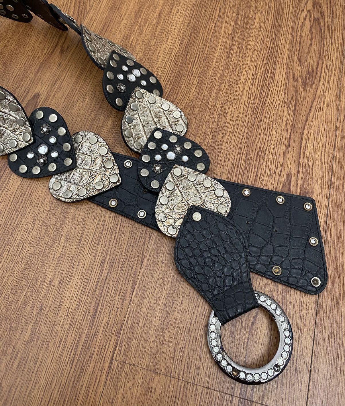 If Six Was Nine Love studded black silver belt Size ONE SIZE - 2 Thumbnail