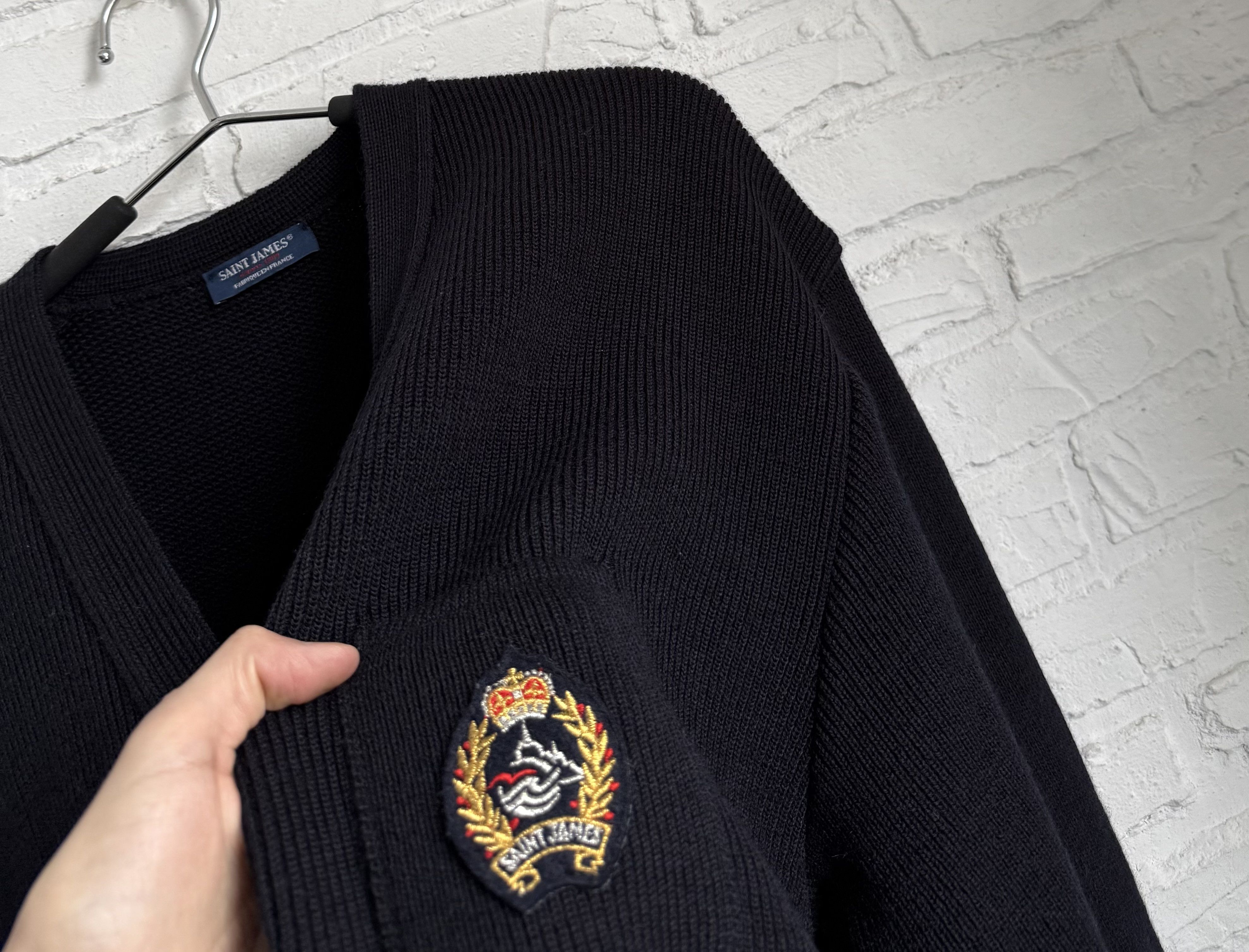 Saint James Saint James Wool Navy Heavy Knit Cardigan made in France Size US XL / EU 56 / 4 - 3 Thumbnail