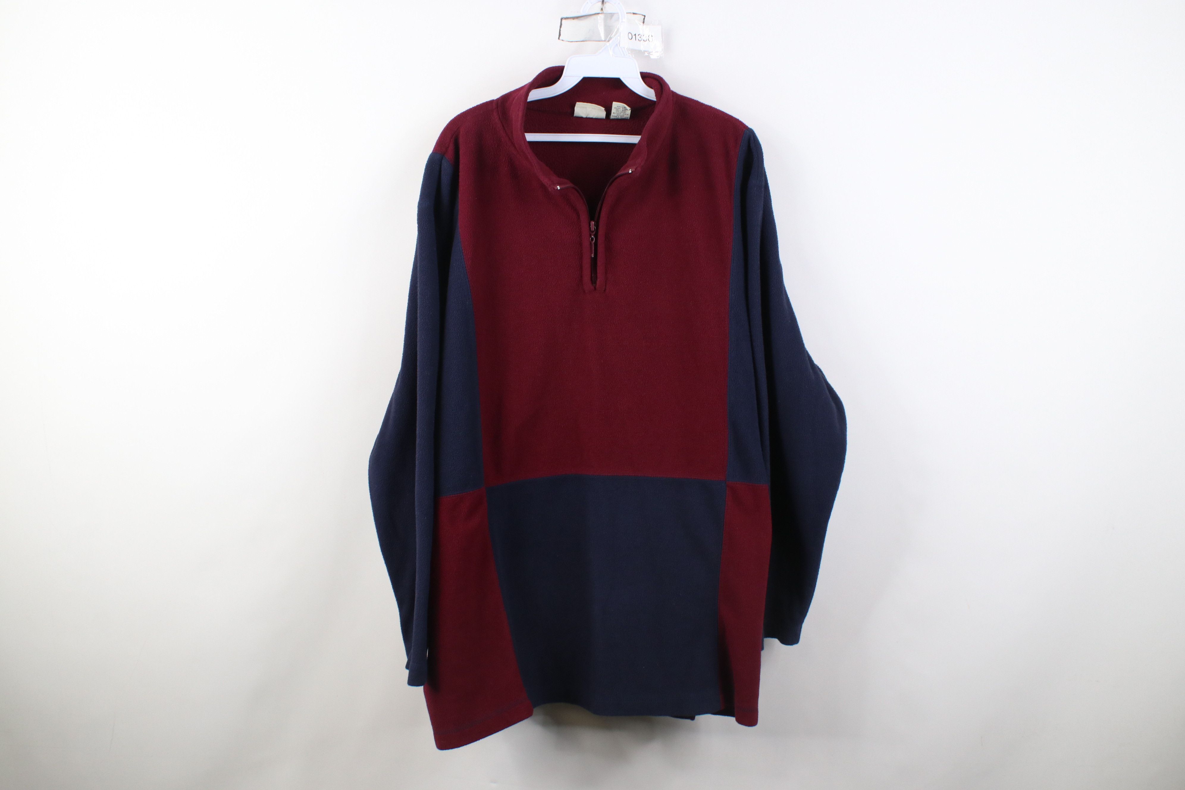 Vintage Vintage 90s Streetwear Block 1/4 Zip Fleece Pullover Sweater Size 3XL / US 20-22 - 1 Thumbnail