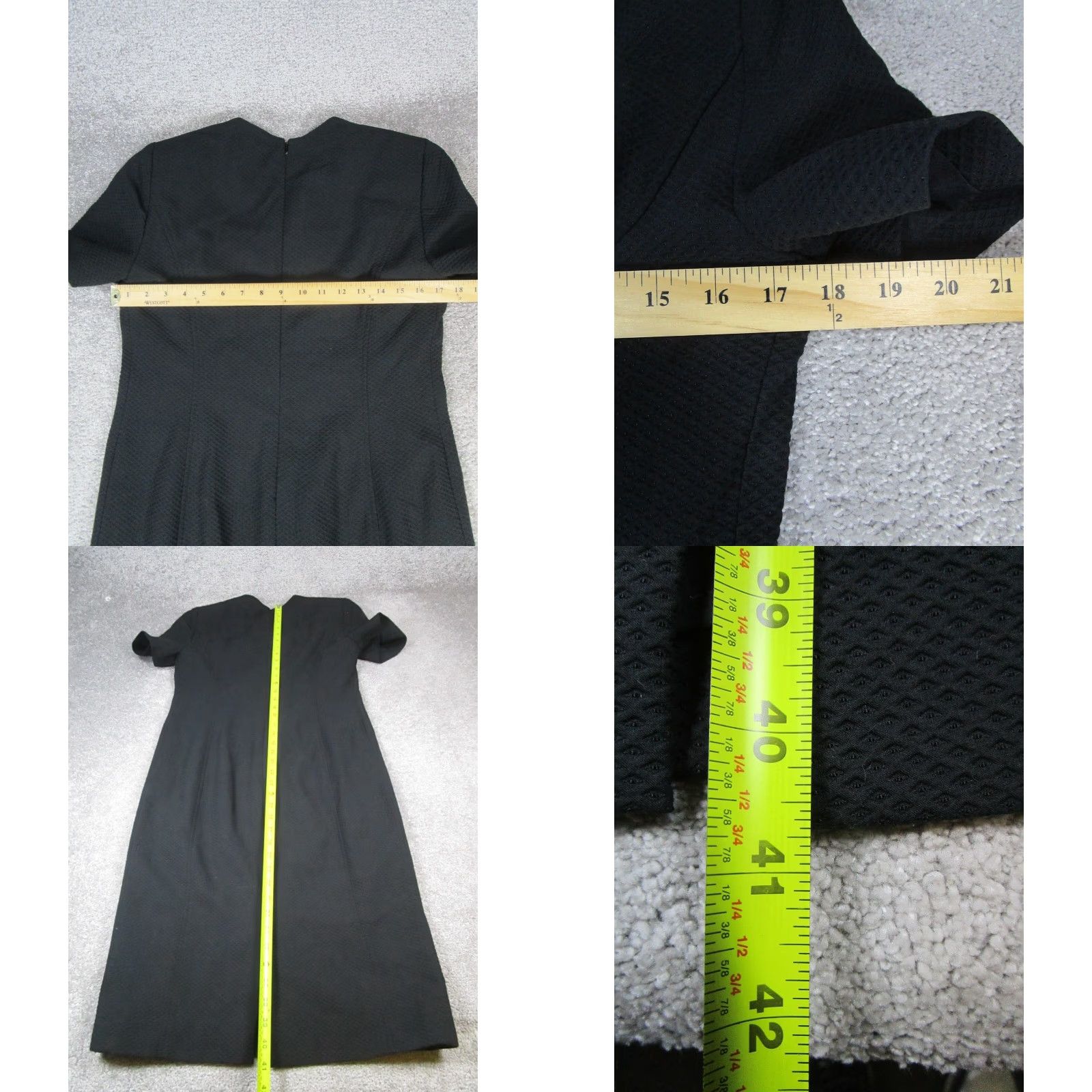 Vintage Nina Mclemore Dress Womens 6 Cotton Black Knee Length Short Sleeve Scoop Neck Zip Pencil Dress Sheath Mens Womens Size M / US 6-8 / IT 42-44 - 8 Thumbnail