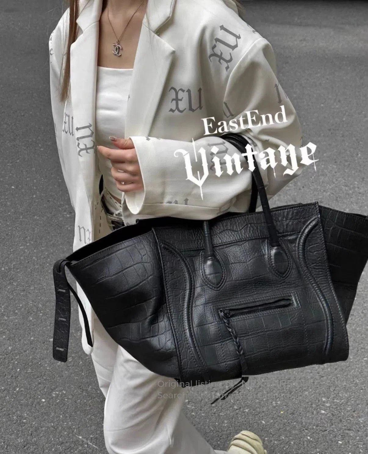 Celine Celine Black Phantom Crocodile Embossed Bag. Size ONE SIZE - 2 Thumbnail