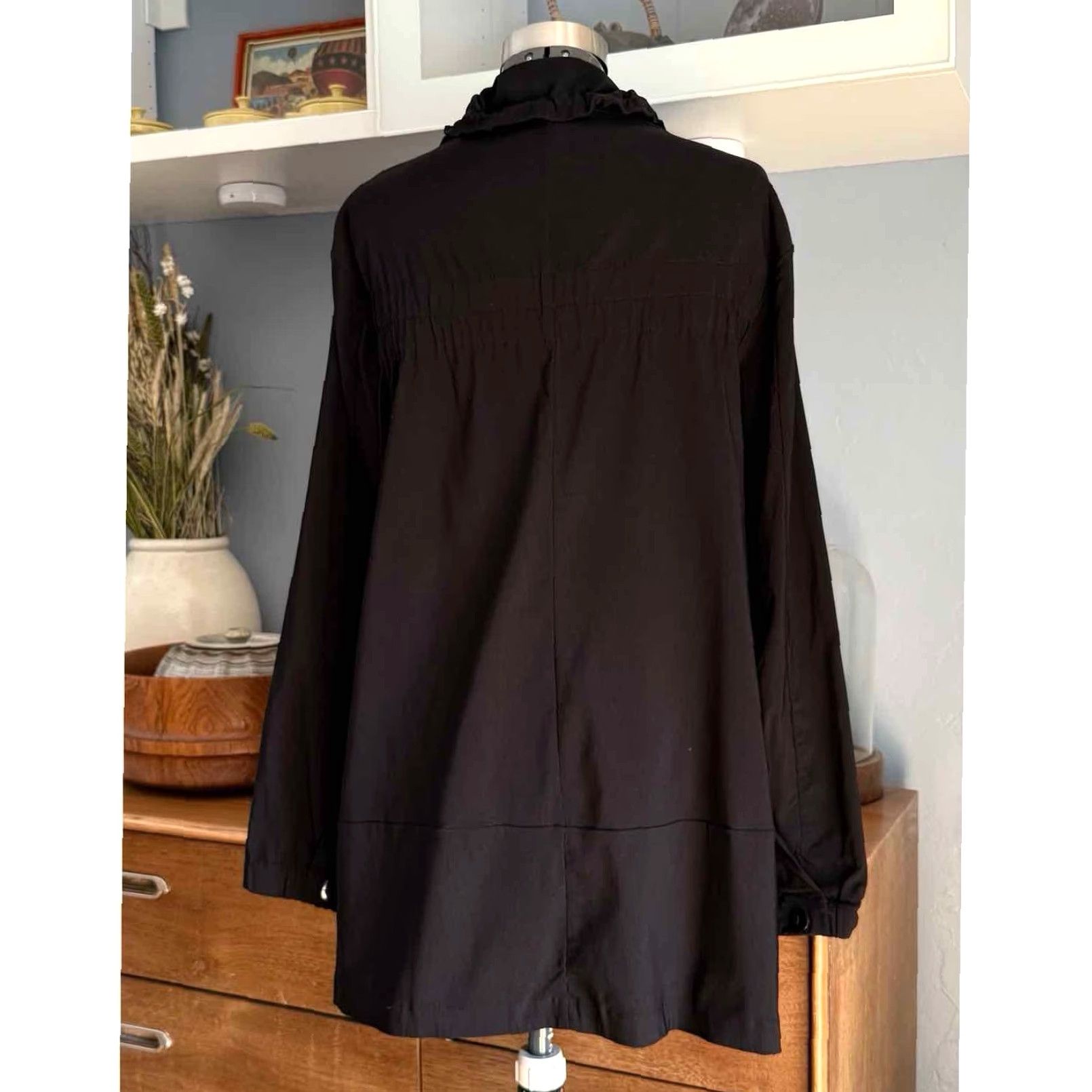 Vintage VINTAGE Noblu A-Line Black Jacket Artsy Lagenlook Jacket Women S Black Pockets Zip Front Tie Neck Collar Light Weight Size S / US 4 / IT 40 - 4 Thumbnail