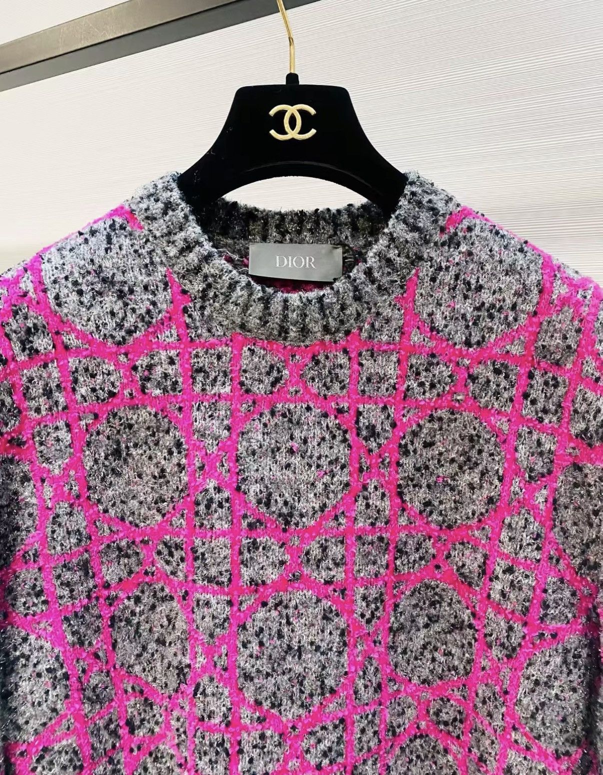 Dior Dior Magenta & Grey Cannage Knit Sweater J33 Size S / US 4 / IT 40 - 3 Thumbnail
