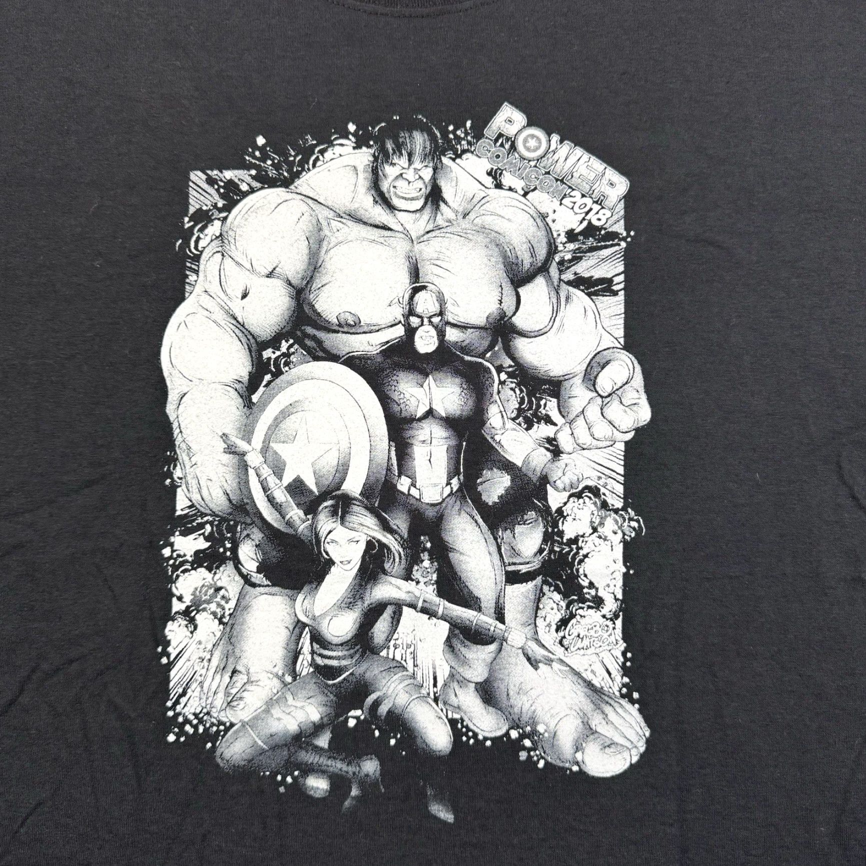 Vintage Power Comicon 2018 T Shirt Adult Large Black Avengers Hulk Captain America Men's Union? Size US L / EU 52-54 / 3 - 2 Thumbnail