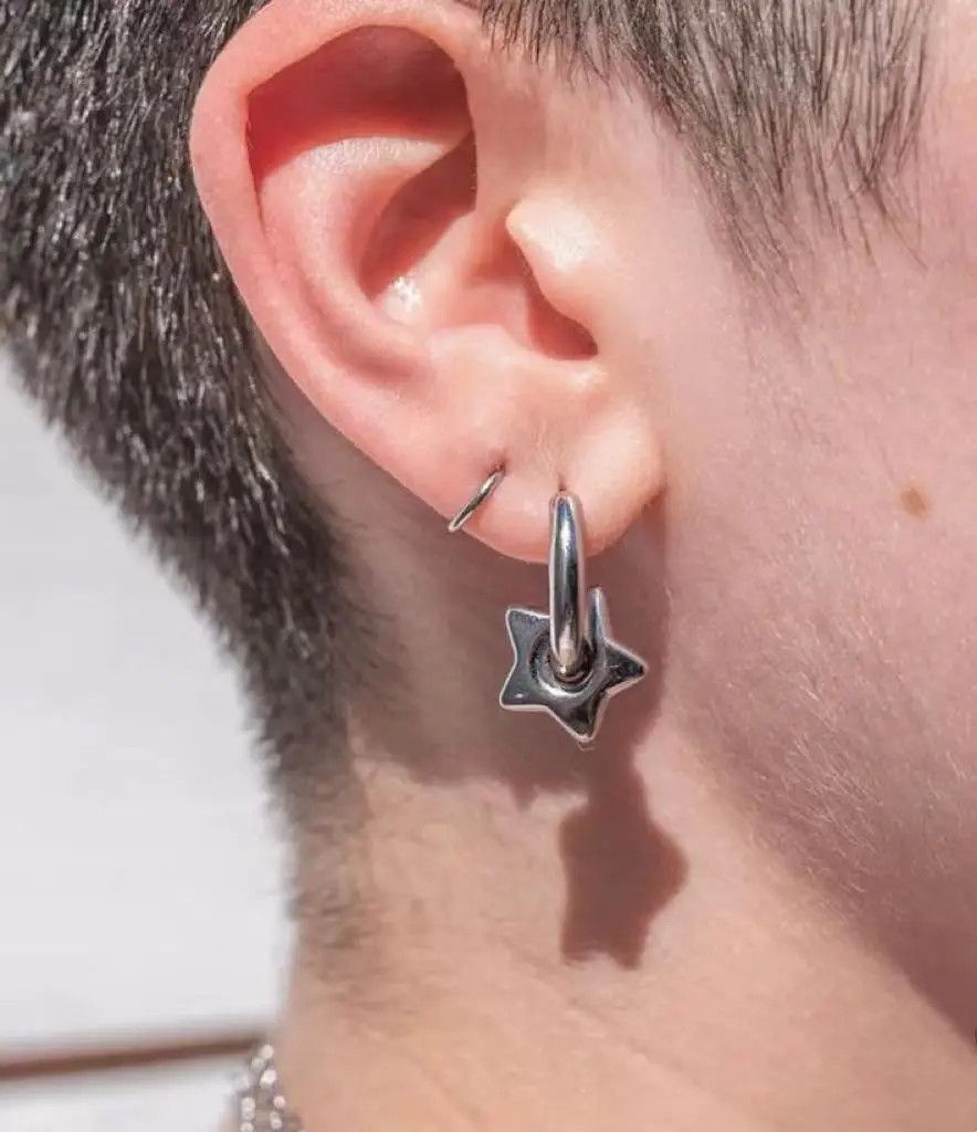 Jewelry × Vintage Tarnish Free Stainless Steel Y2K Chunky Star Hoops Goth Size ONE SIZE - 1 Thumbnail