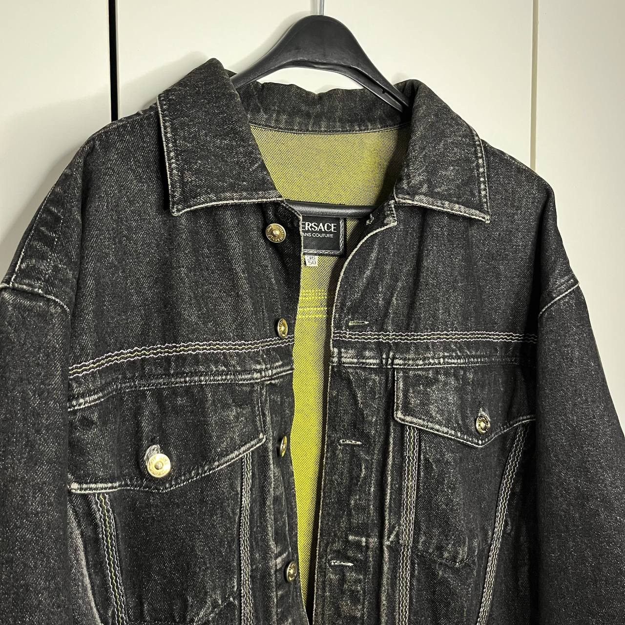 Japanese Brand × Versace Jeans Couture Vintage Versace Black Denim Jacket Size US M / EU 48-50 / 2 - 2 Thumbnail