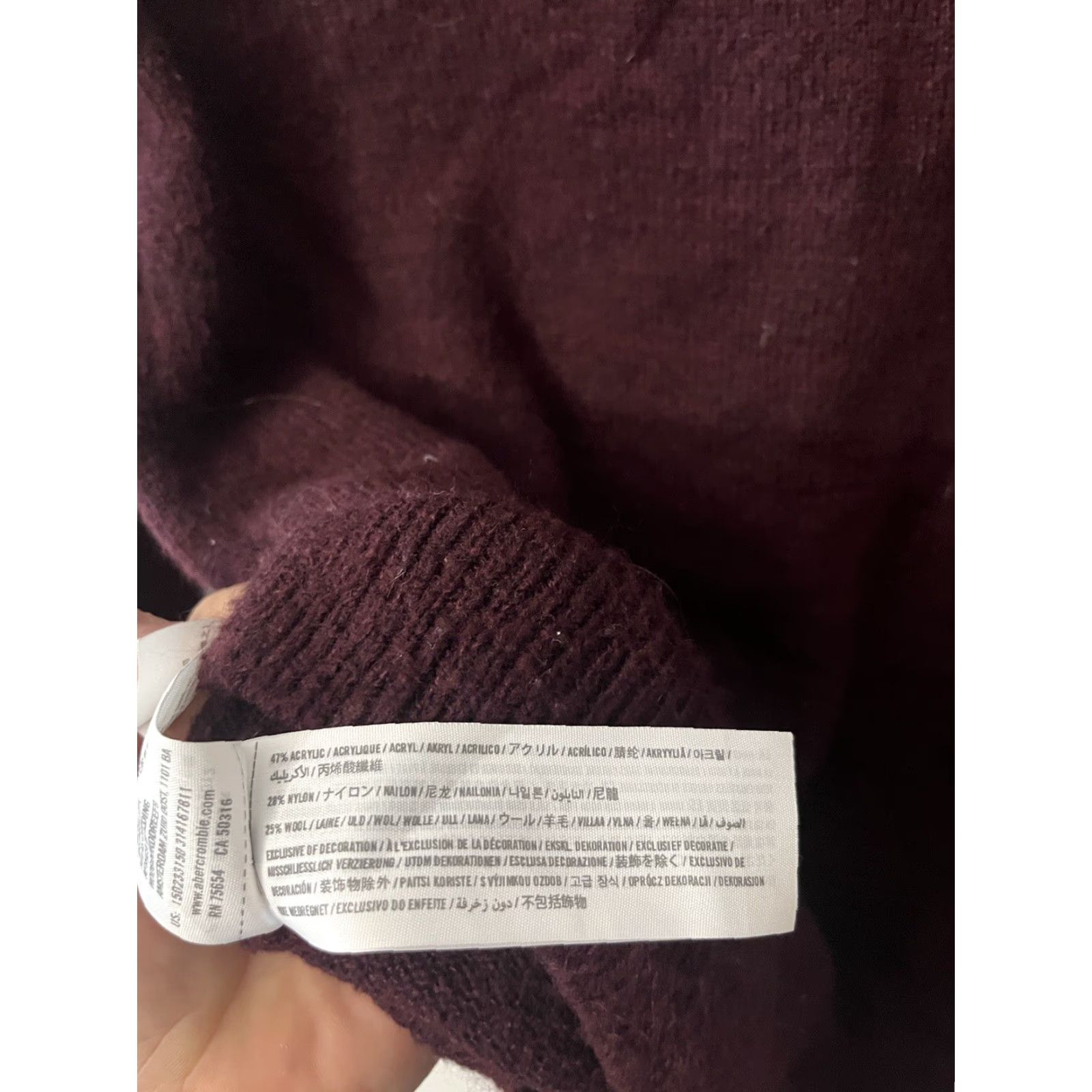 Abercrombie & Fitch Abercrombie & Fitch Sweater Womens V-Neck Wool Blend Maroon Sz S Open-Knit Pullover Casual Business City Preppy Size S / US 4 / IT 40 - 4 Thumbnail
