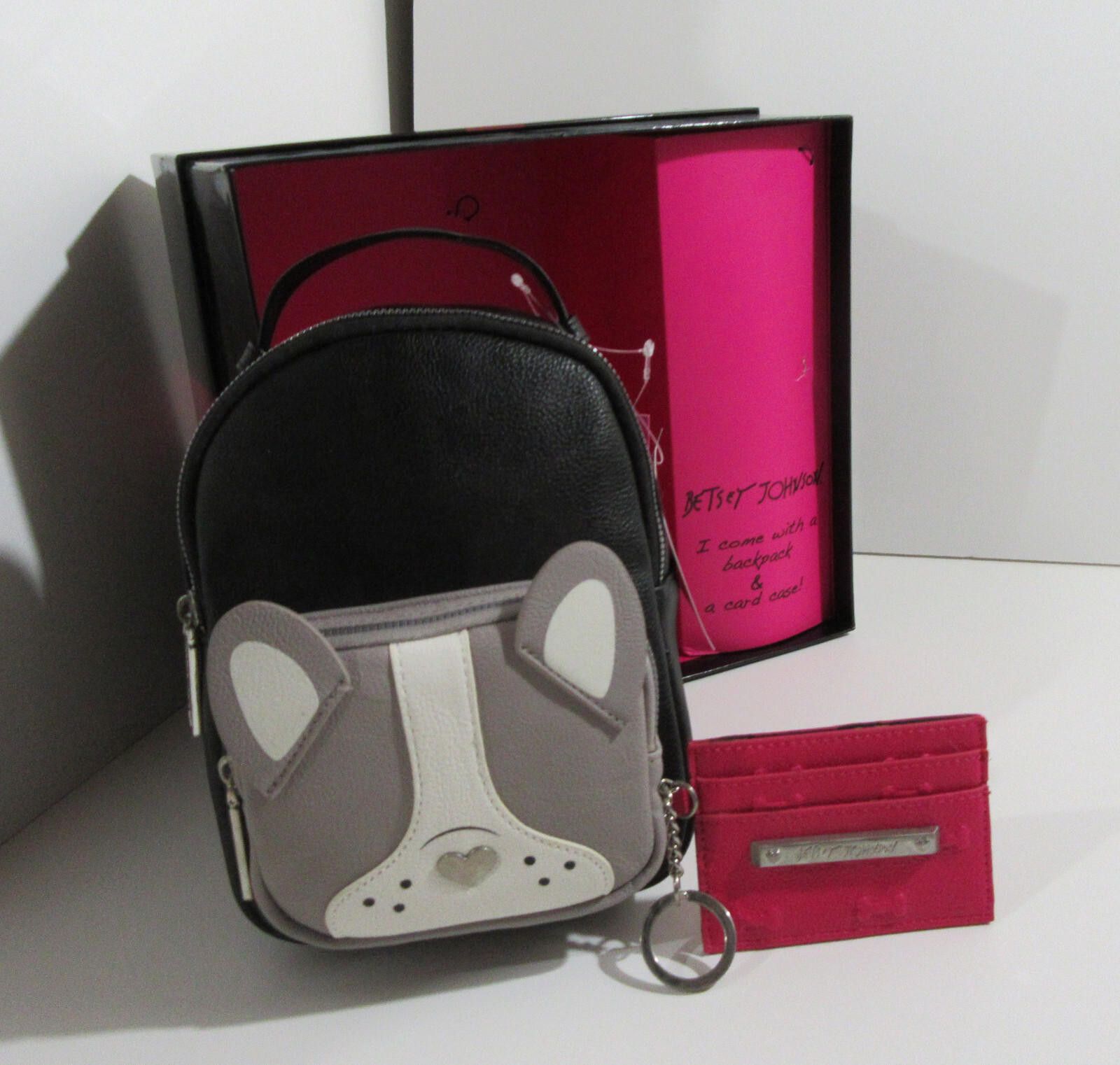 Designer Betsey Johnson Mini Dog Backpack & Key Fob Card Case NWT Size ONE SIZE - 1 Thumbnail