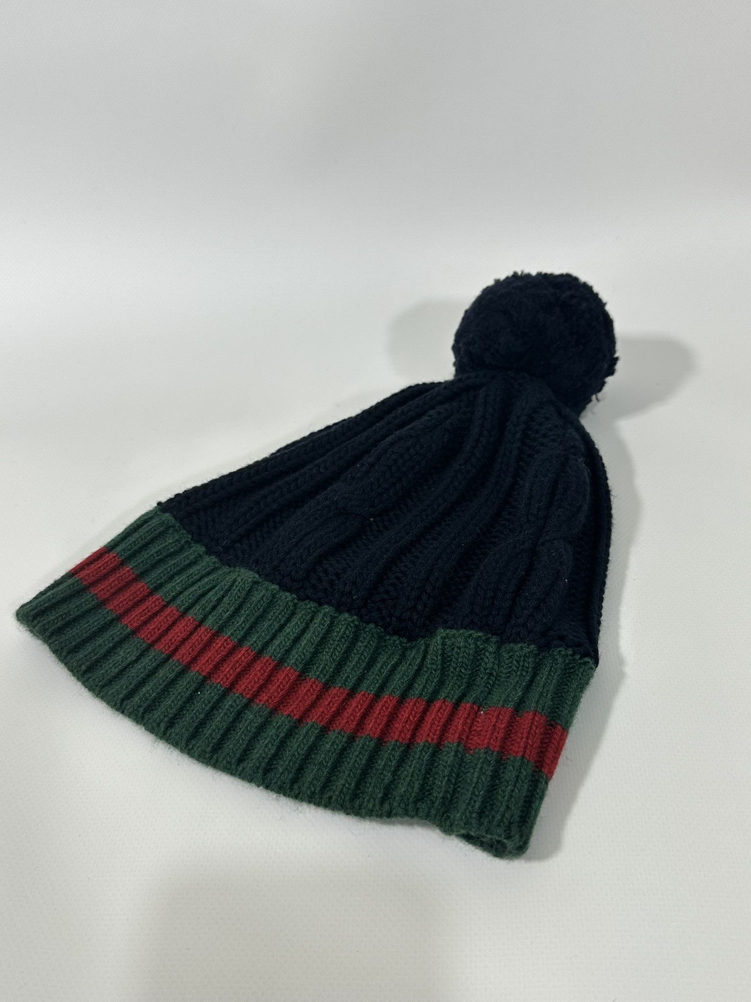 Gucci Gucci Beanie Winter Hat Knit Web Logo Pompom Dark Navy Size ONE SIZE - 2 Thumbnail