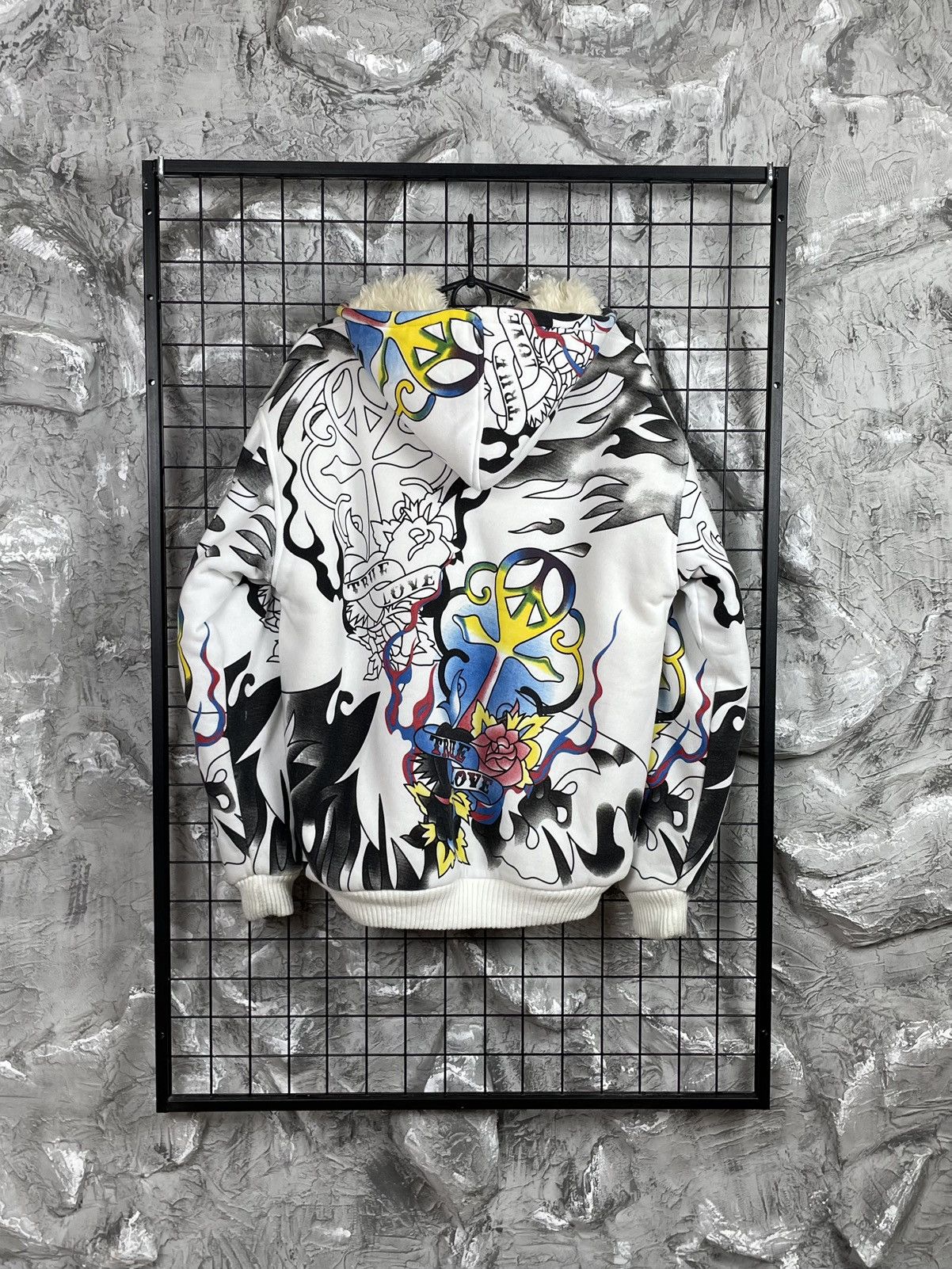 Ed Hardy Really Point Y2K Vintage Tattoo Fur Jacket Affliction Style Size US XL / EU 56 / 4 - 2 Thumbnail
