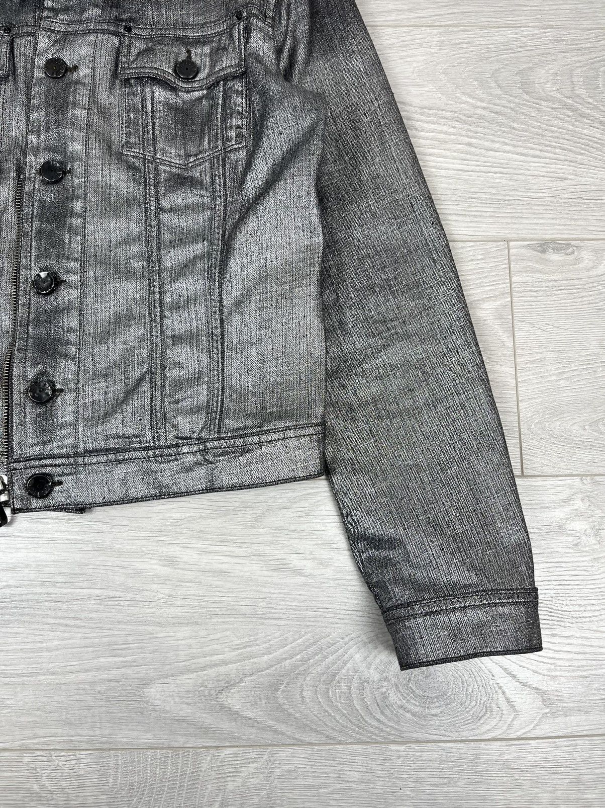 Diesel Diesel Y2K Silver Denim Waxed Trucker Jacket L Size Size L / US 10 / IT 46 - 4 Thumbnail