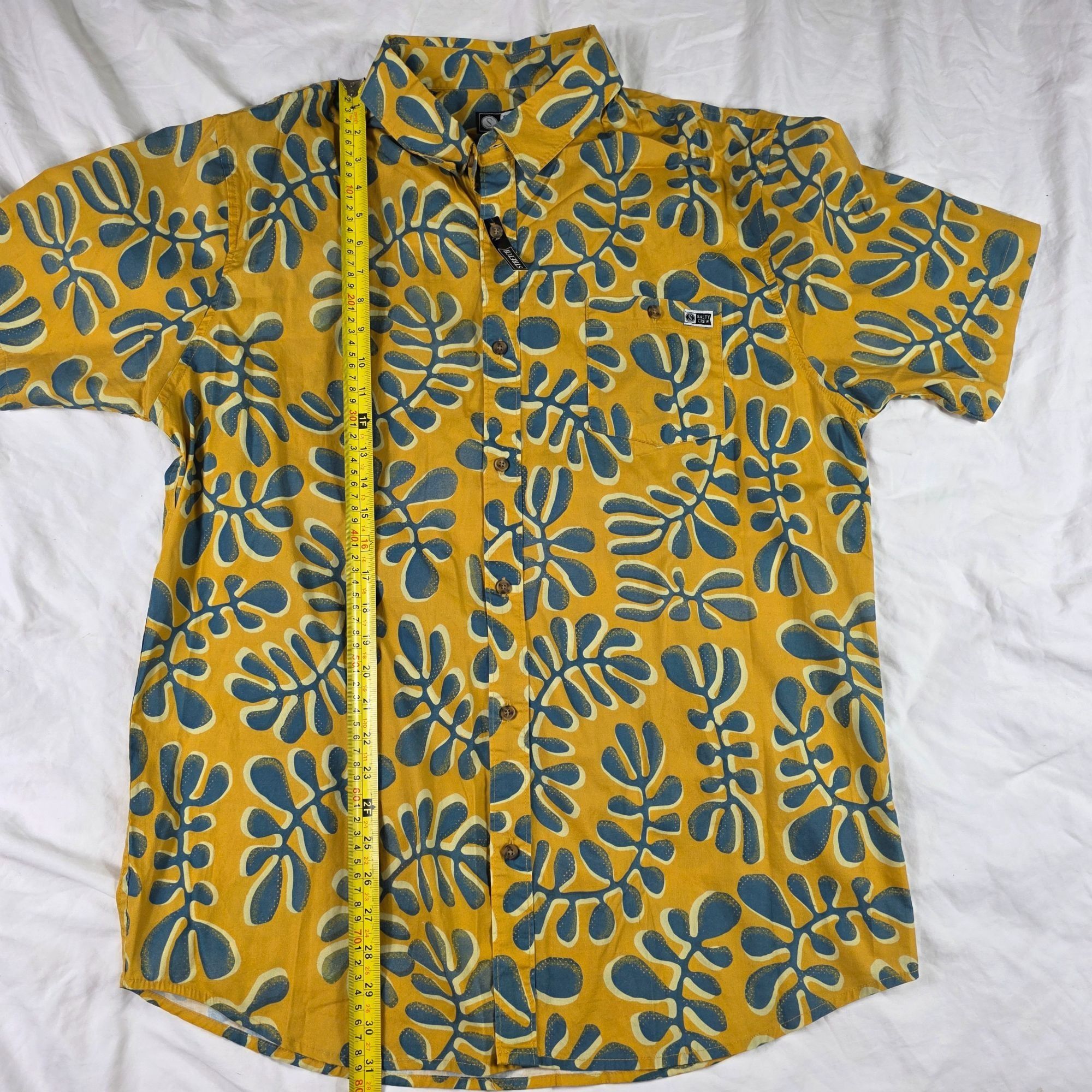 Other Salty Crew Mens XL Yellow Blue Short Sleeve Button Up Shirt Size US XL / EU 56 / 4 - 10 Thumbnail