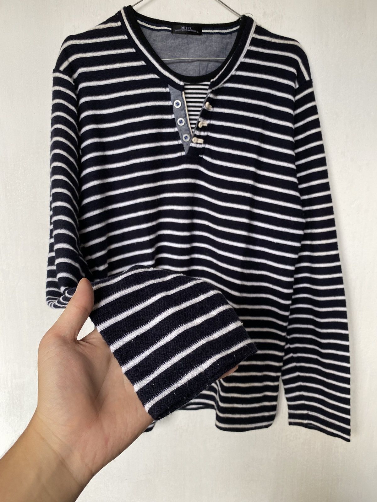 Beauty Beast × If Six Was Nine × Japanese Brand Mitex Multibutton Striped Grunge Longsleeve Size US L / EU 52-54 / 3 - 2 Thumbnail