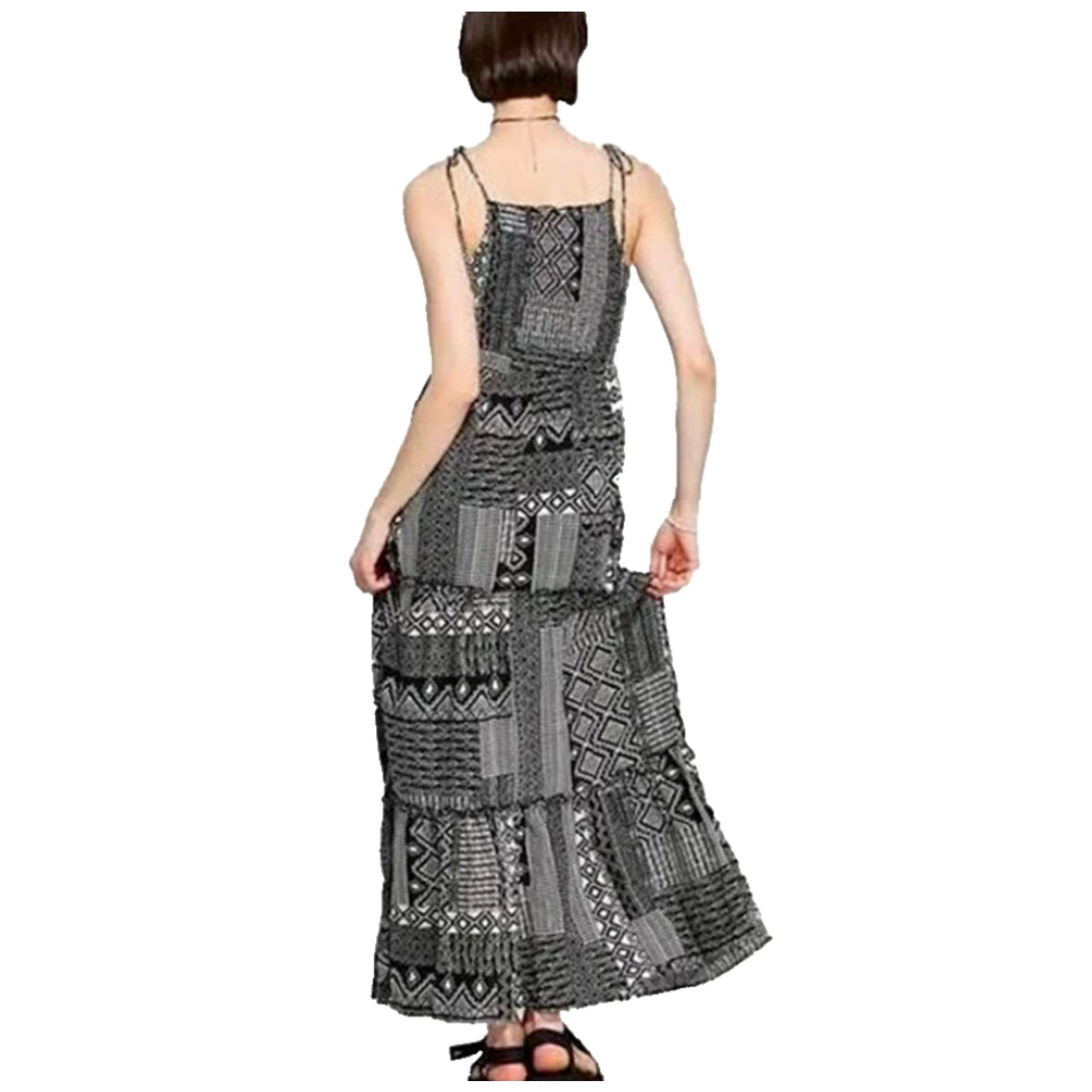 Vintage VINTAGE Wild Fable Womens Black White Geo Tribal Print Smocked Maxi Dress-Size XS Size XS / US 0-2 / IT 36-38 - 3 Thumbnail
