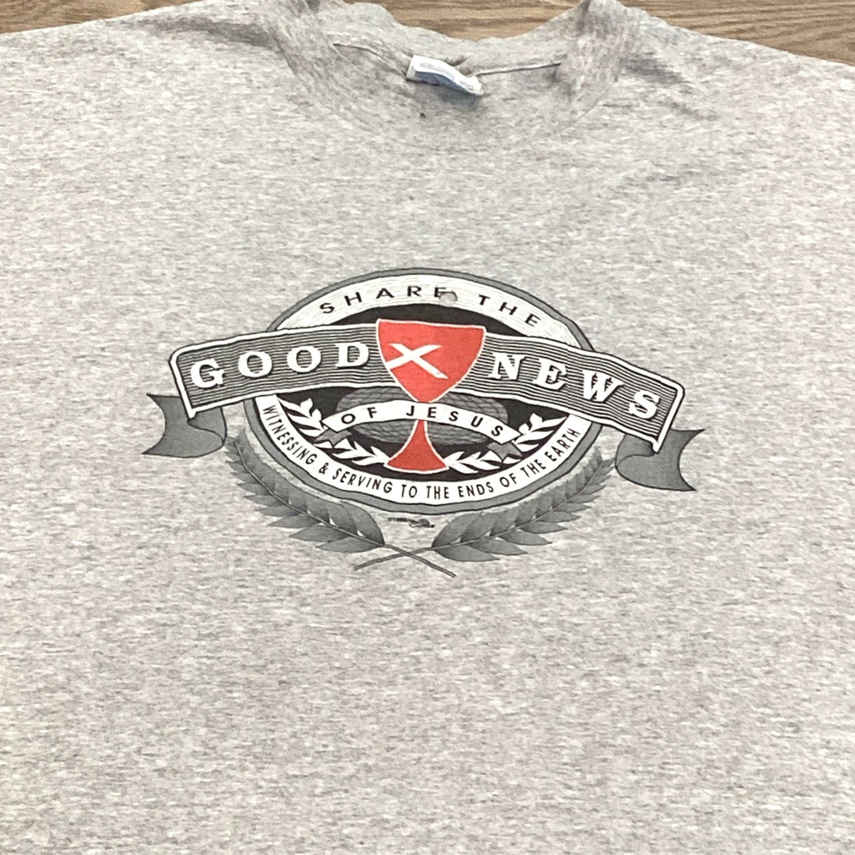 Hanes VINTAGE Hanes T-Shirt Shirt Unisex Adults XL Gray 1990s Jesus Religious Graphic Print 90s Christian Casual Military Gym Style Size US XL / EU 56 / 4 - 2 Thumbnail