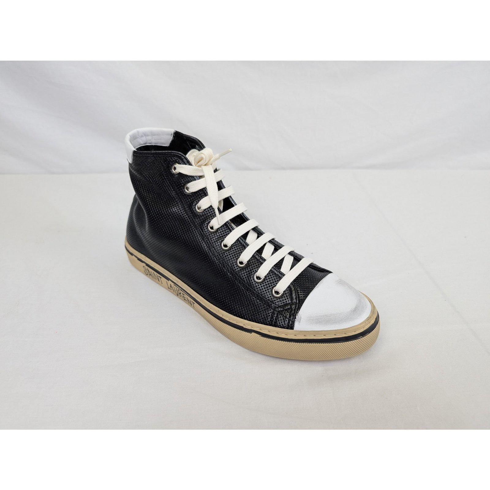 Saint Laurent Paris o1rshd1 Malibu Anilf Micr Boots Sneakers in Black/Beige Size US 9 / EU 42 - 1 Thumbnail