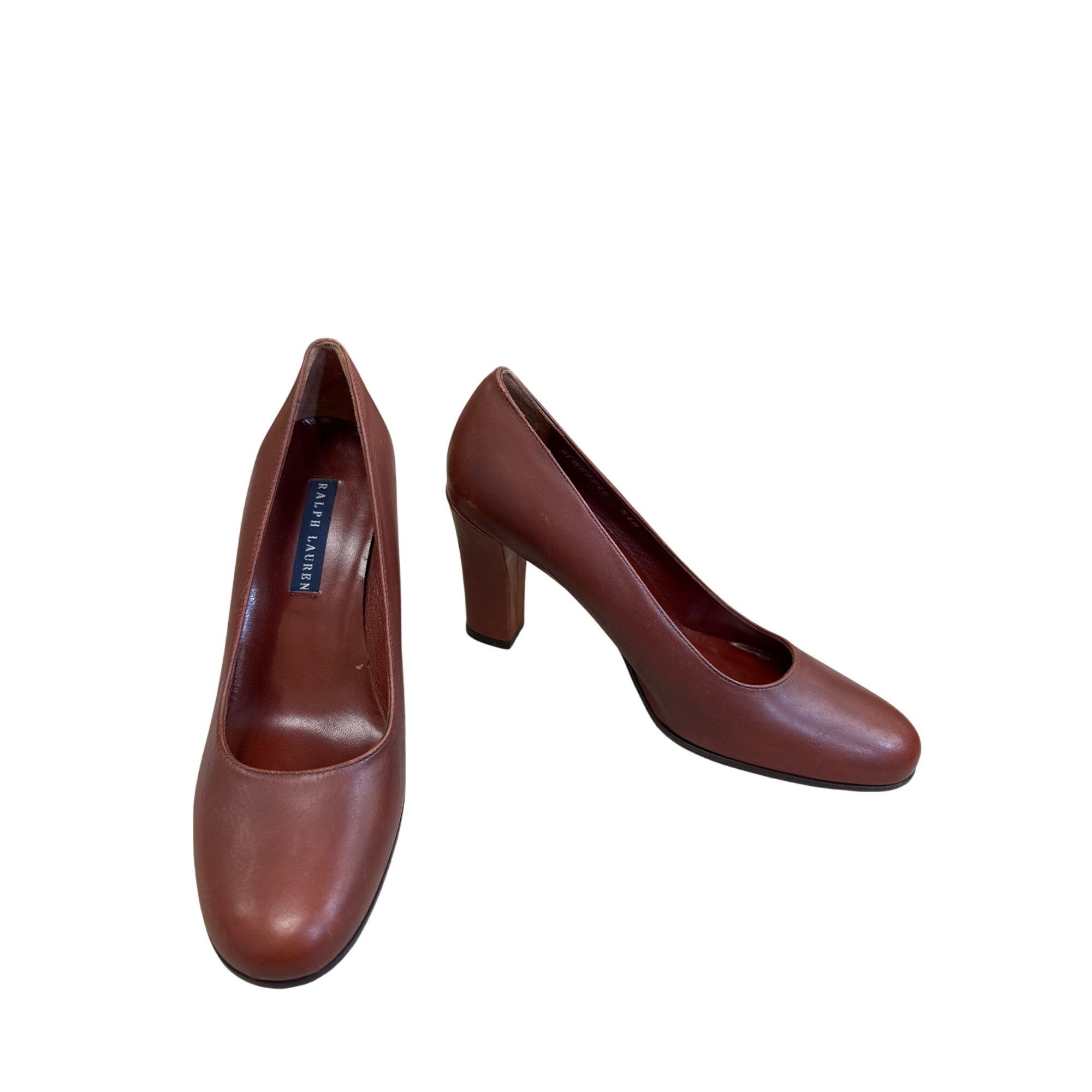 Ralph Lauren Ralph Lauren Womens Red 3" Block Heels Leather Slip-On Shoes Size US 5.5 / IT 35.5 - 1 Thumbnail