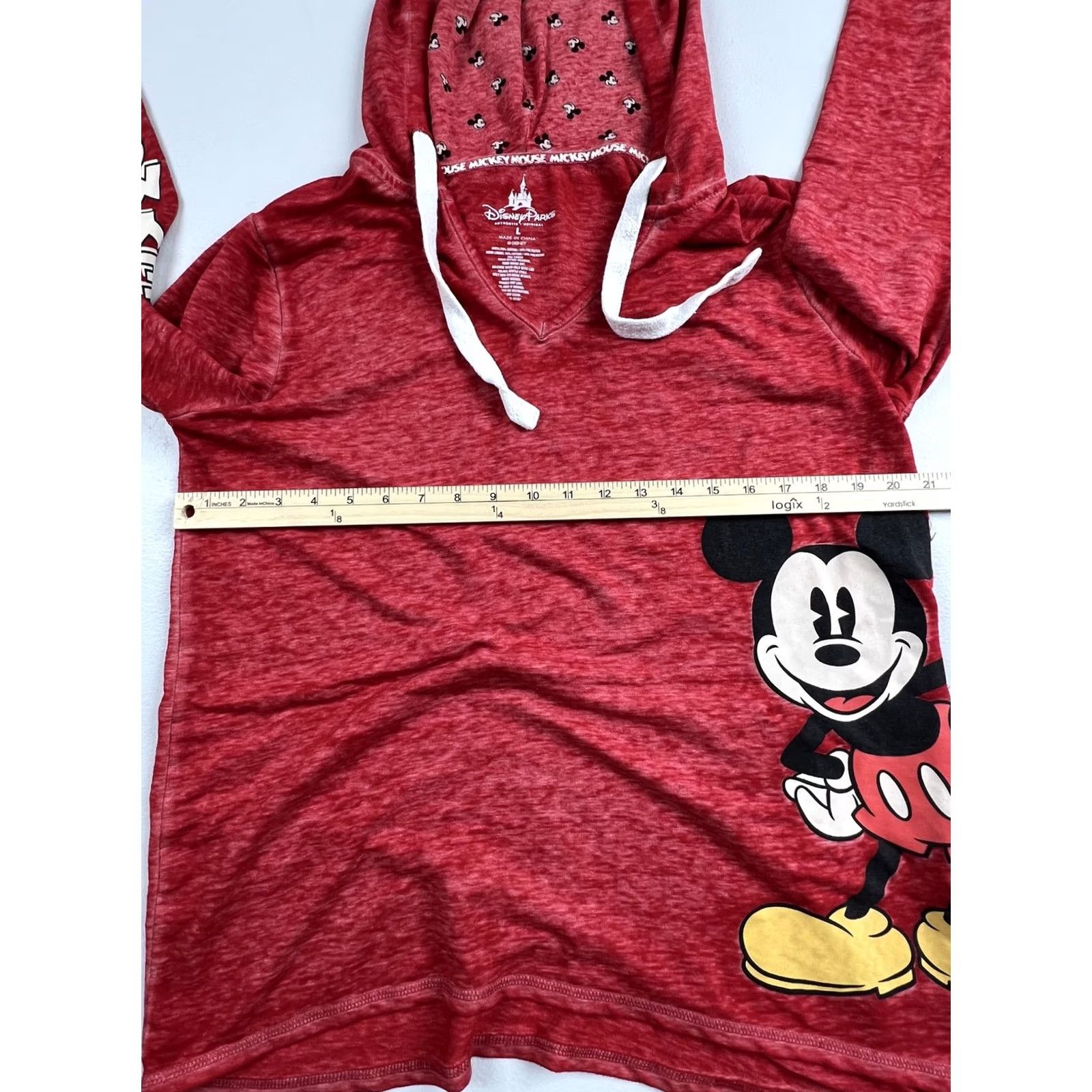 Vintage Disney Parks Shirt Womens L Red V Neck Long Sleeve Hooded Mickey Mouse Tunic Top Size L / US 10 / IT 46 - 6 Thumbnail