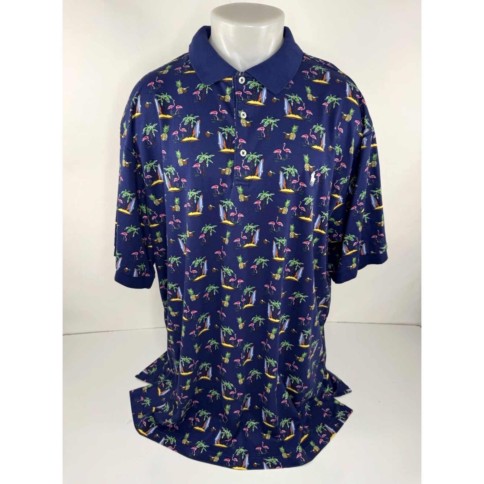 Polo Ralph Lauren Polo Ralph Lauren Polo Shirt Flamingo Hawaiian Surfer Aloha 2XLT Blue Mens Big & Tall Size US XXL / EU 58 / 5 - 2 Thumbnail
