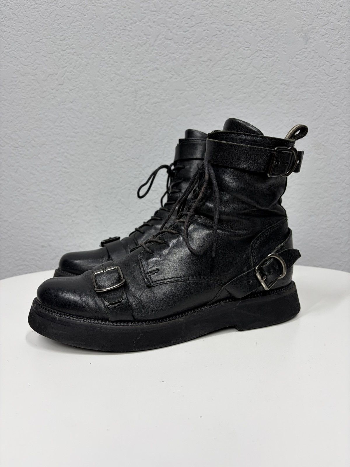 If Six Was Nine Vintage 00s Guidi CCP Style Distressed Leather Biker Boots Size US 7 / EU 40 - 12 Thumbnail