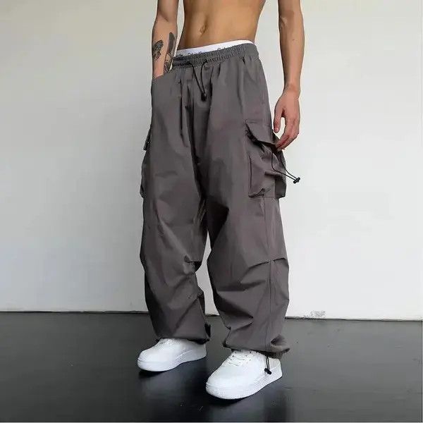 Japanese Brand Streetwear Hip Hop Grey Parachute Pants Size US 32 / EU 48 - 4 Thumbnail