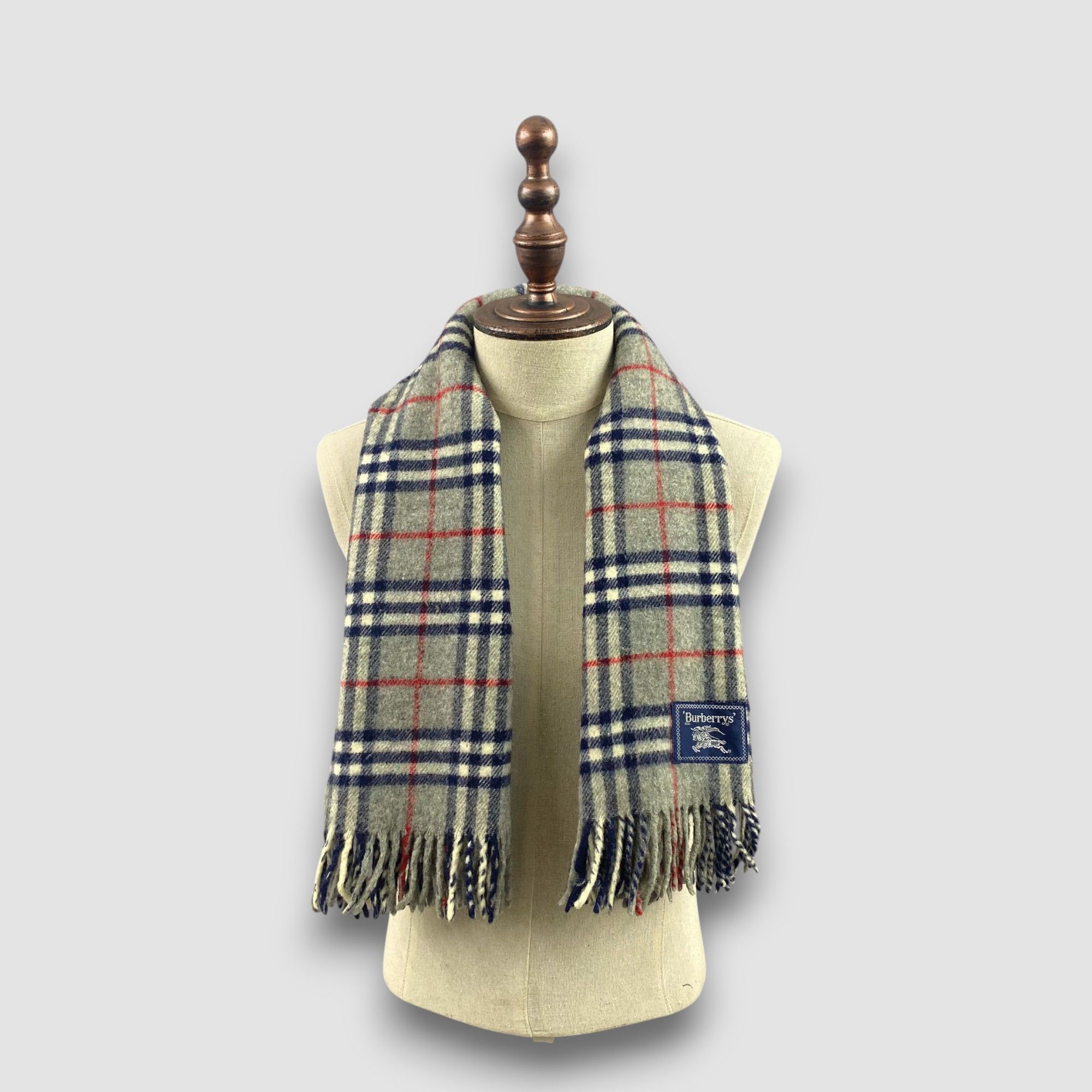 Vintage Burberry Scarf Muffler Wool Shawls Babushka Scarves