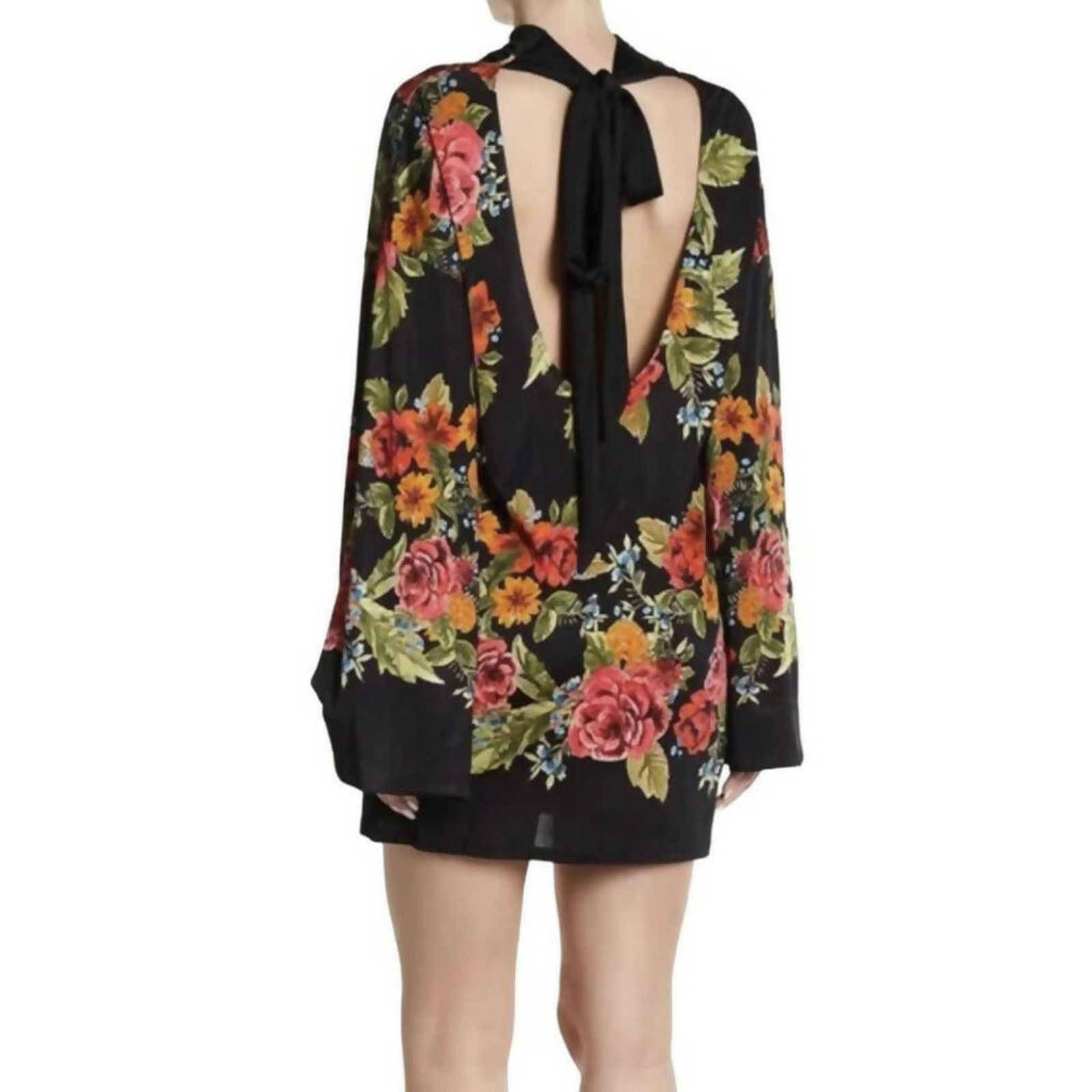 Free People Free People Long Sleeve Tie-Back Floral Dress Size XS / US 0-2 / IT 36-38 - 3 Thumbnail