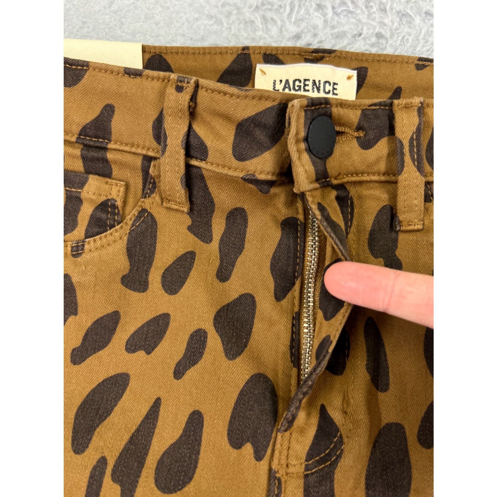 L'AGENCE L'AGENCE Jeans Womens 26 Brown Animal Print Distressed Skinny Stretch High Rise 5-Pocket Denim Size 26" / US 2 / IT 38 - 5 Thumbnail