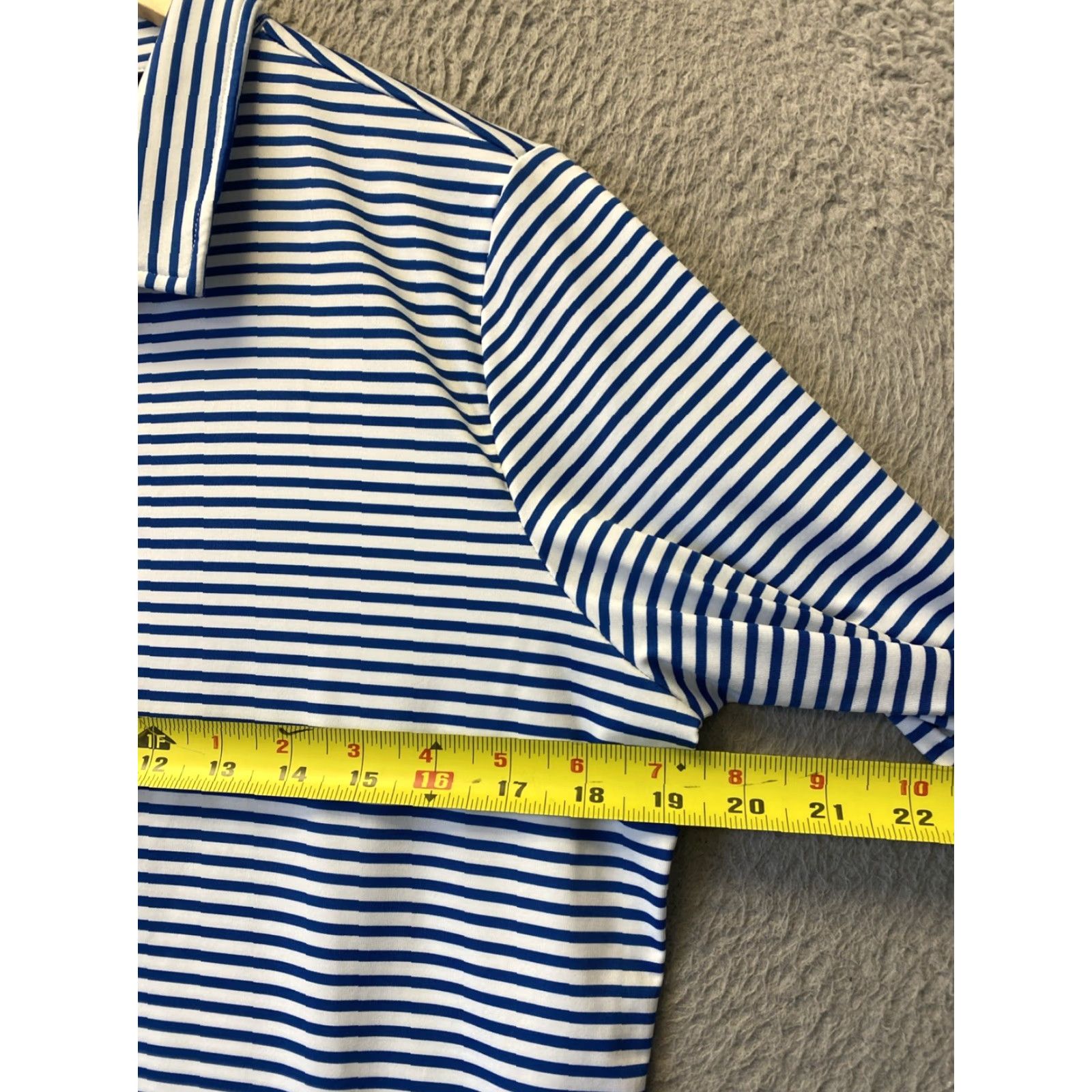 Lands' End VINTAGE Lands' End Active Shirt Woman Casual 3/4 Sleeve Collared Nylon Spandex Blue White Striped M Adults Womens Size M / US 6-8 / IT 42-44 - 3 Thumbnail