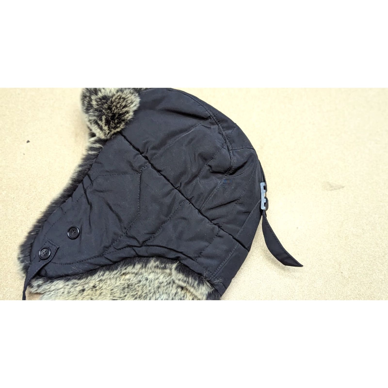 Vintage Woolrich Trapper Hat Size Small Rabbit Fur Trim Black Ushanka Ear Flap Unisex Adults Winter Fur Trim Hats Mens Womens Size ONE SIZE - 3 Thumbnail