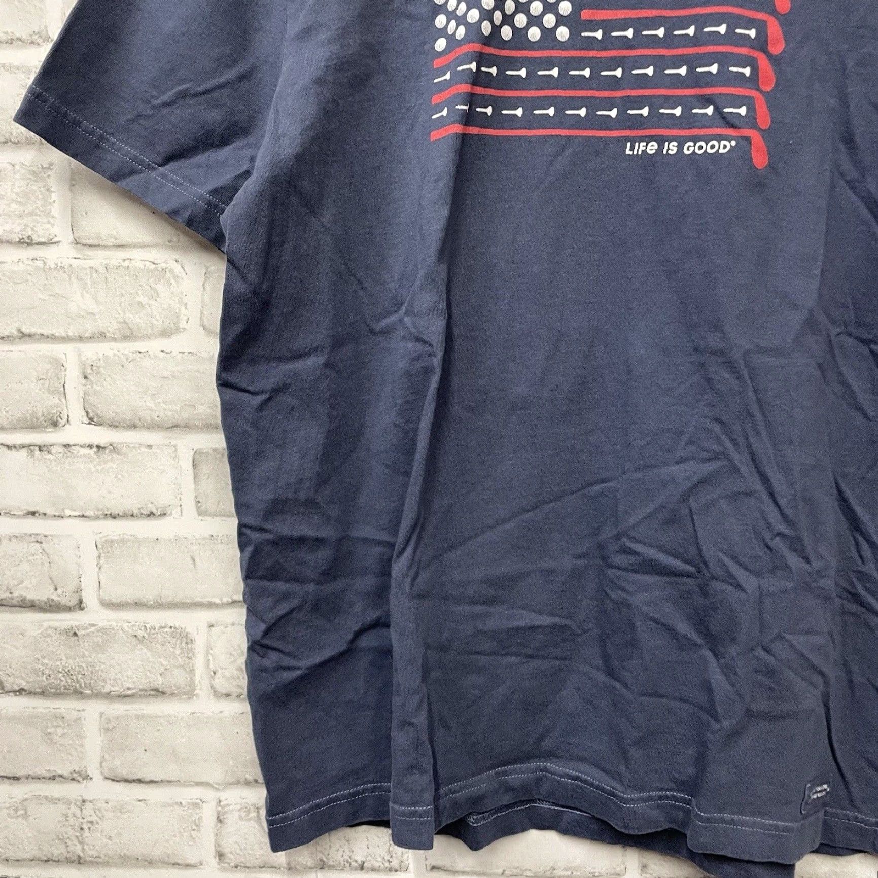 Life is Good Life Is Good American Flag Golf Graphic Tee Mens Large Blue Size US L / EU 52-54 / 3 - 3 Thumbnail