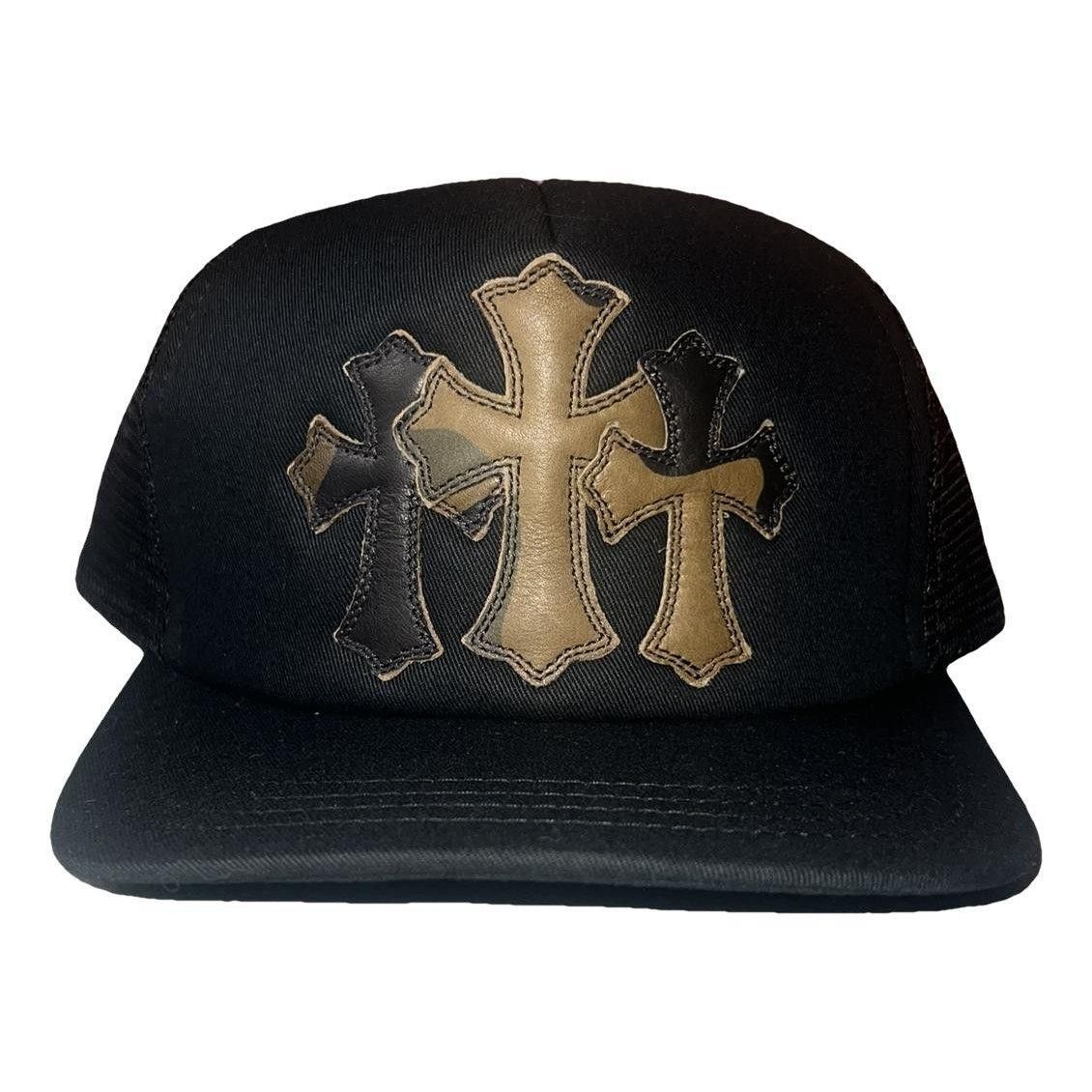 Chrome Hearts Leather Cemetery Cross Patch Trucker Hat Black/Camo Size ONE SIZE - 1 Preview